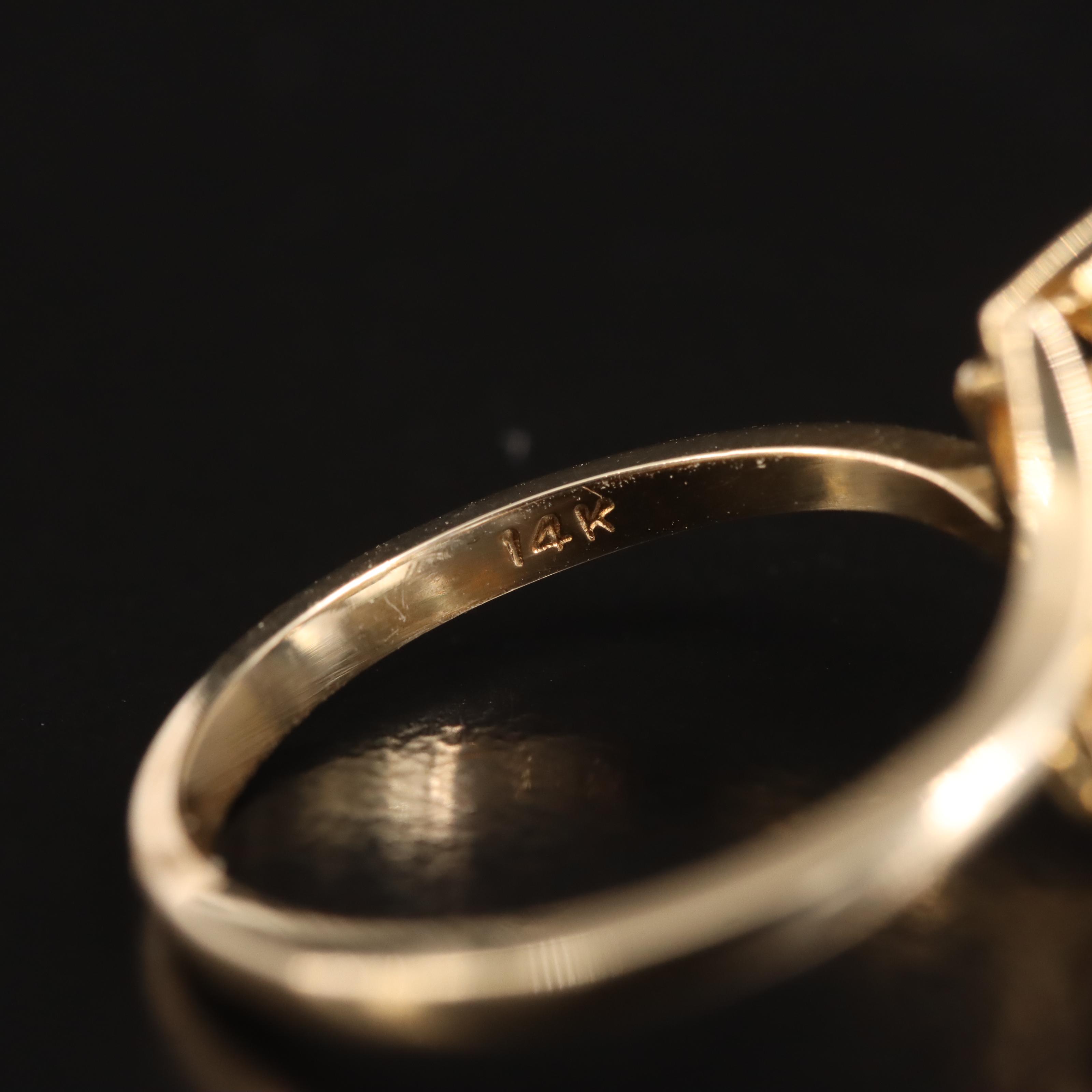 14K Diamond and Emerald Flower Bypass Ring