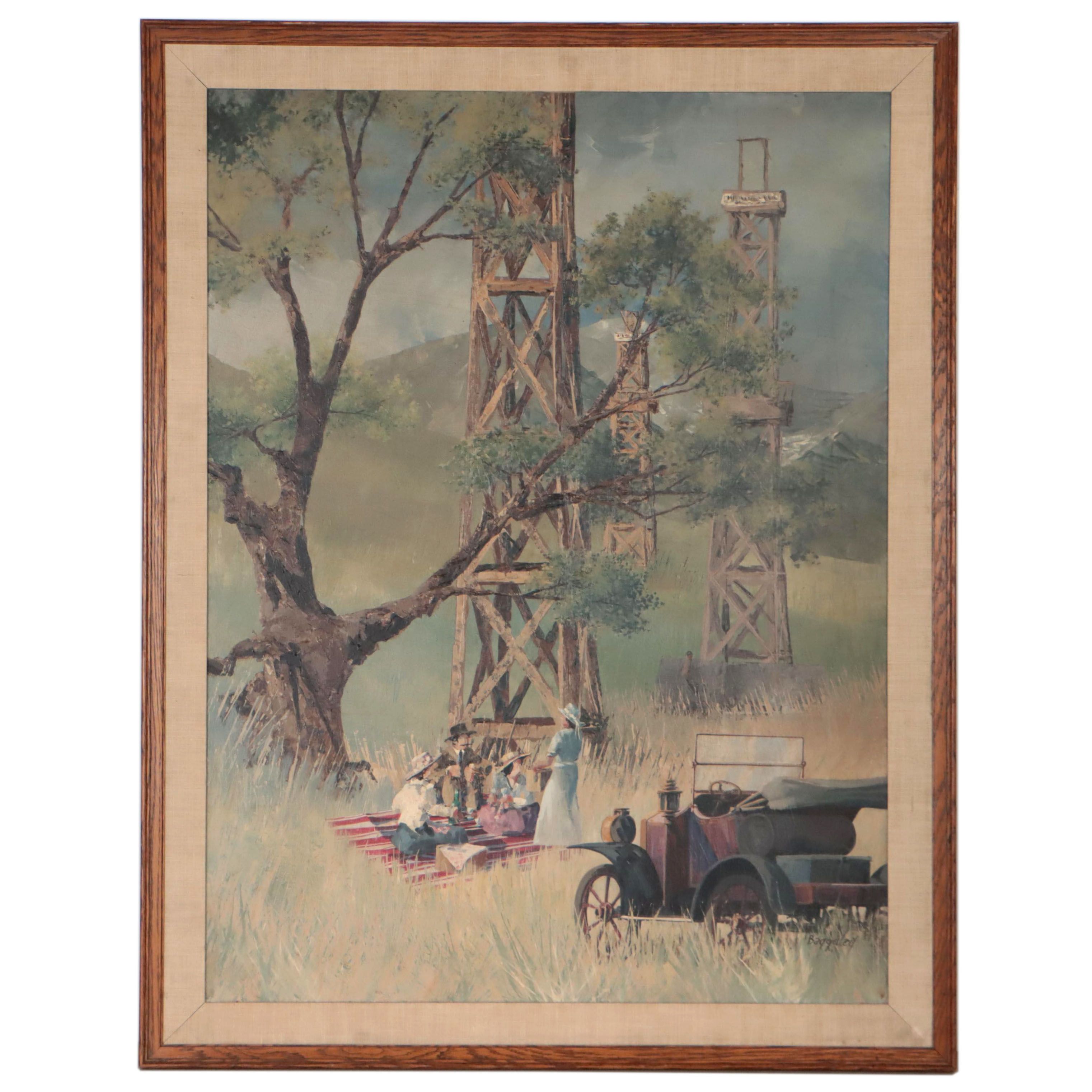 Richard Bagguley Oil Painting of a Picnic