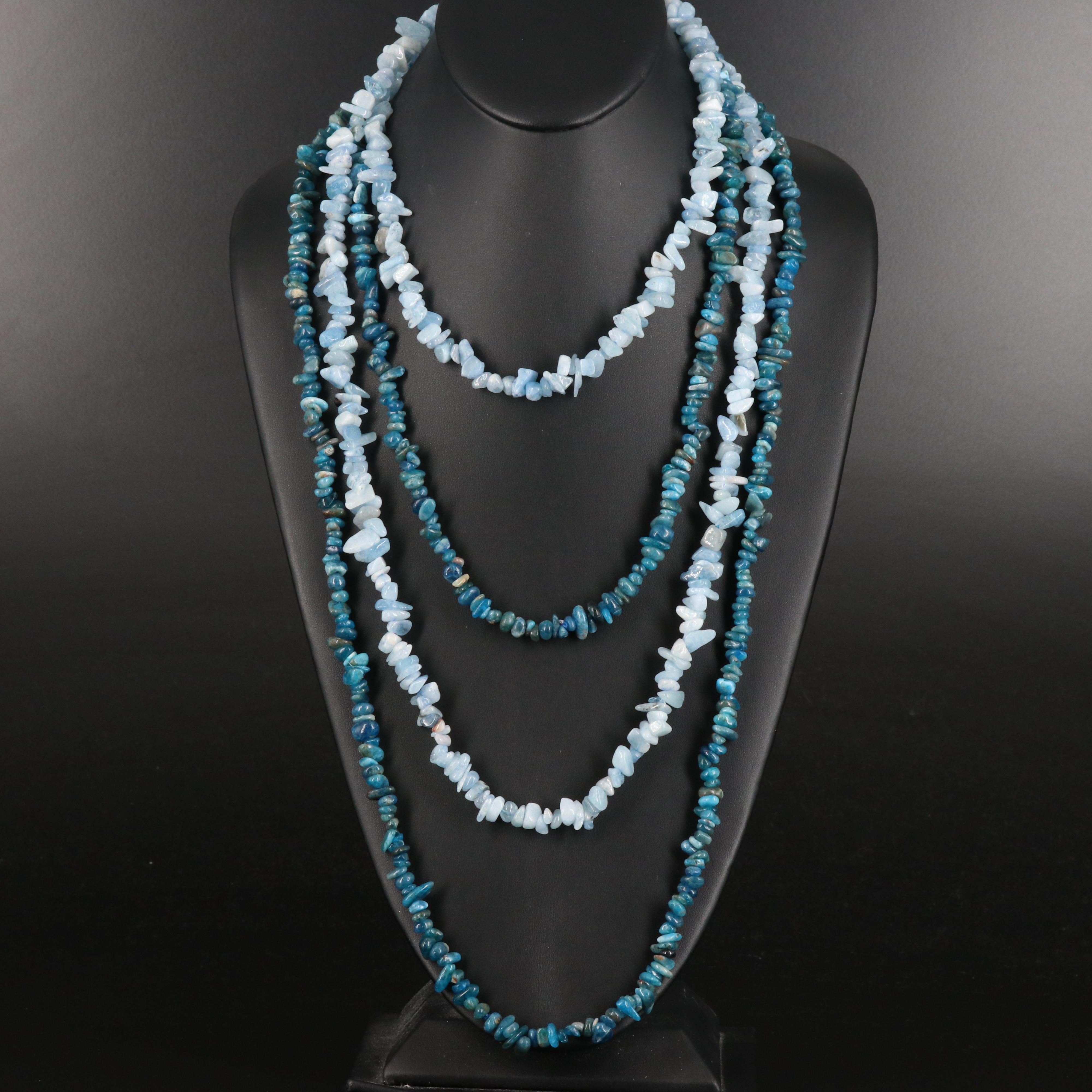 Tumbled Apatite and Quartz Bead Necklaces