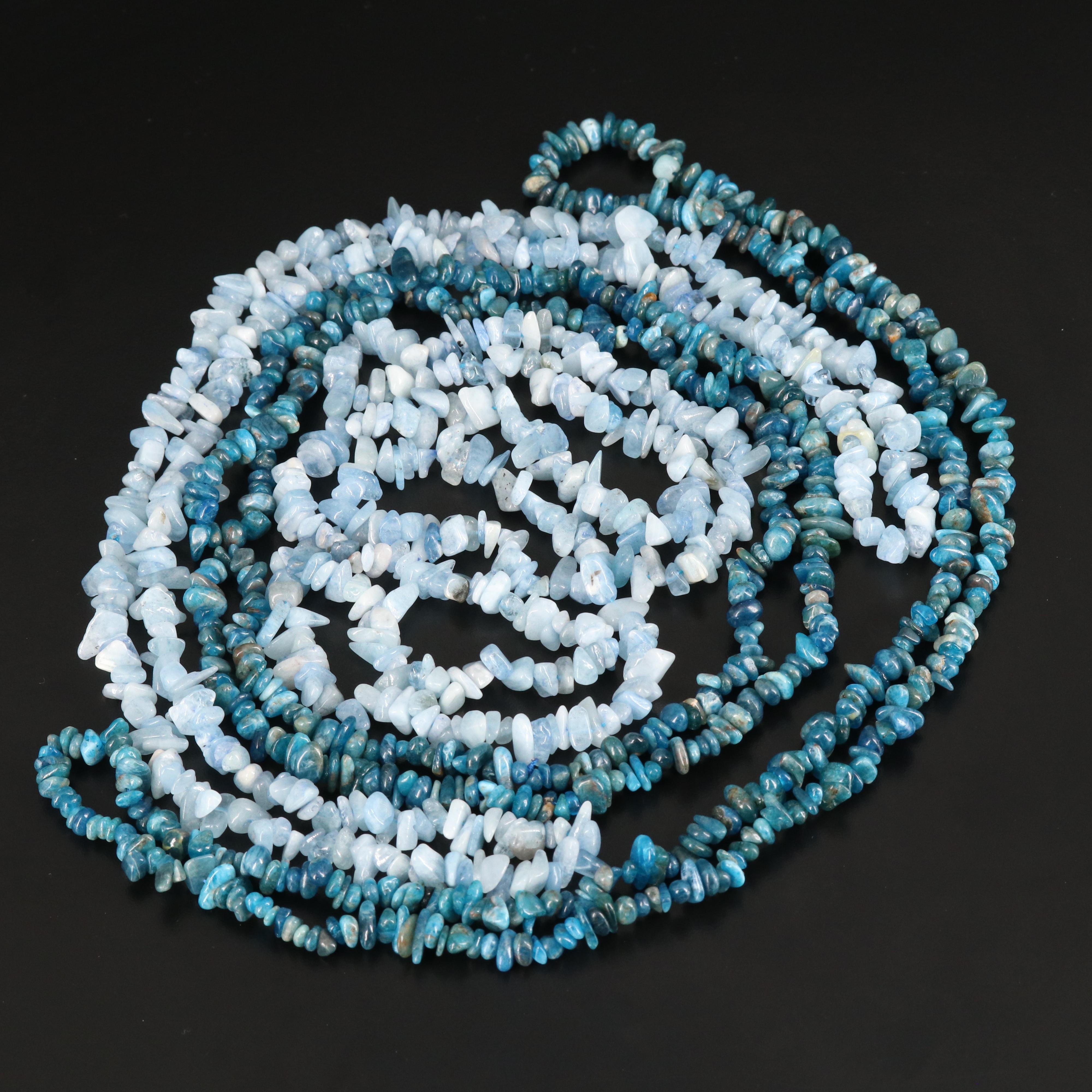 Tumbled Apatite and Quartz Bead Necklaces