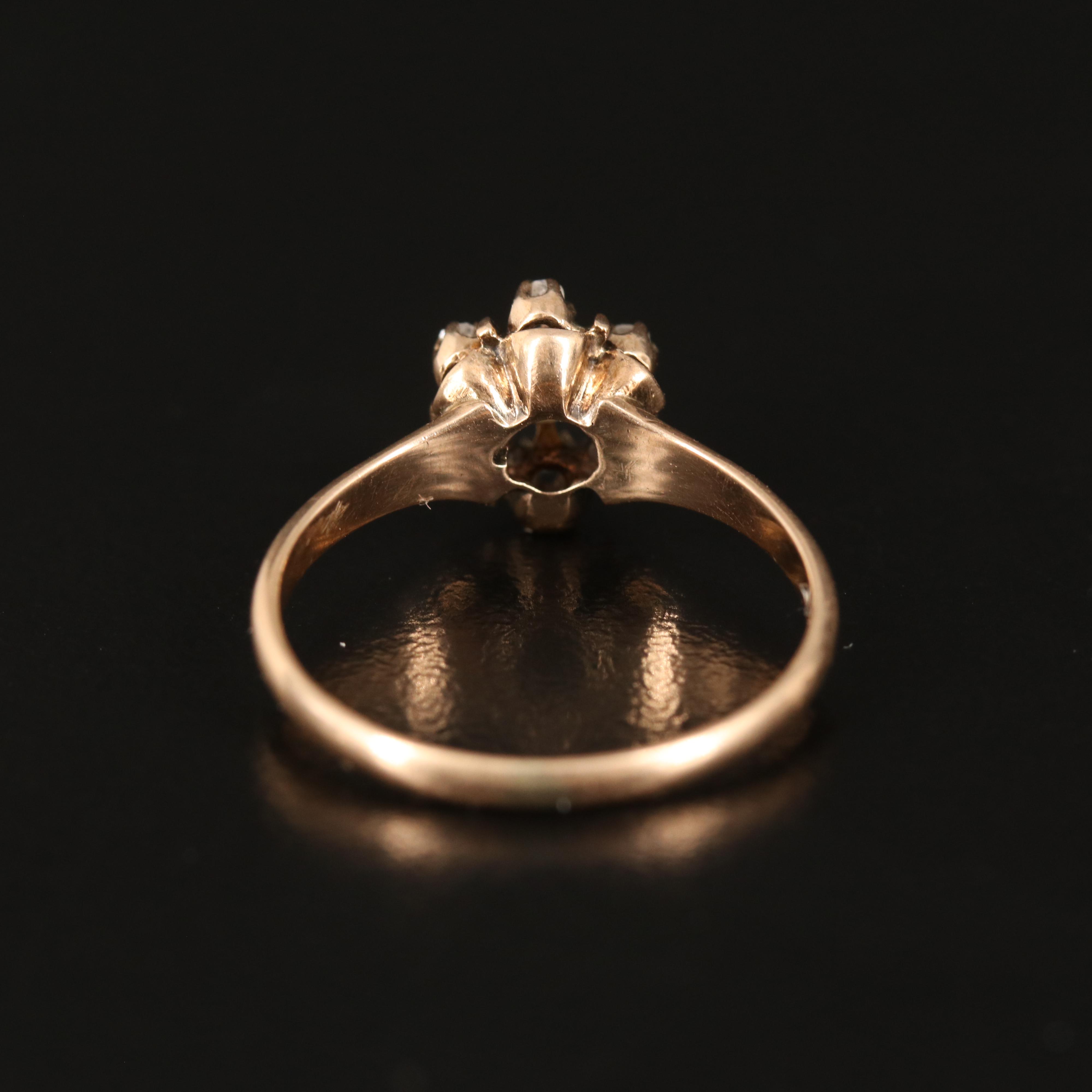 Antique 10K Pearl and Diamond  Buttercup Set Ring