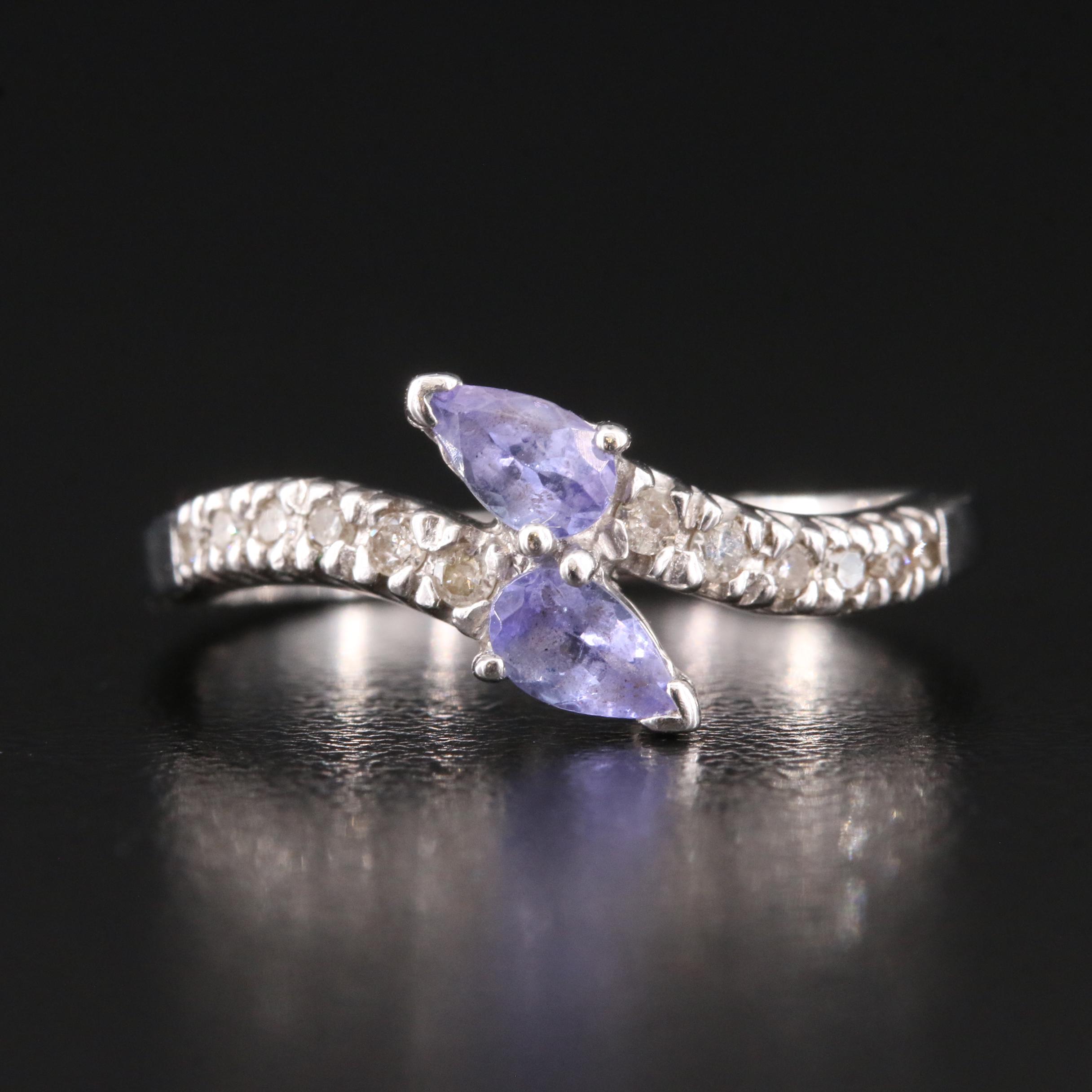 14K Tanzanite and Diamond Bypass Ring