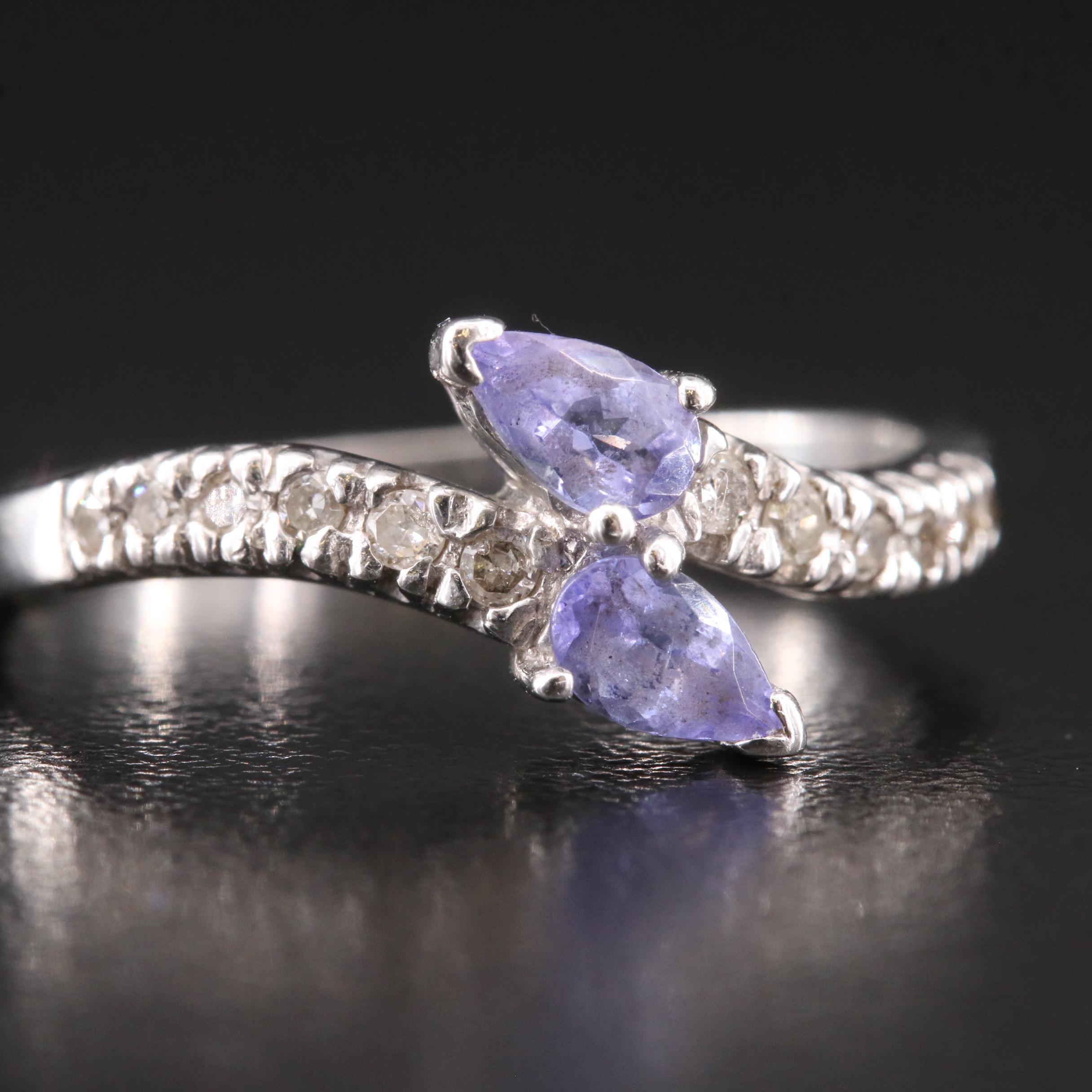 14K Tanzanite and Diamond Bypass Ring