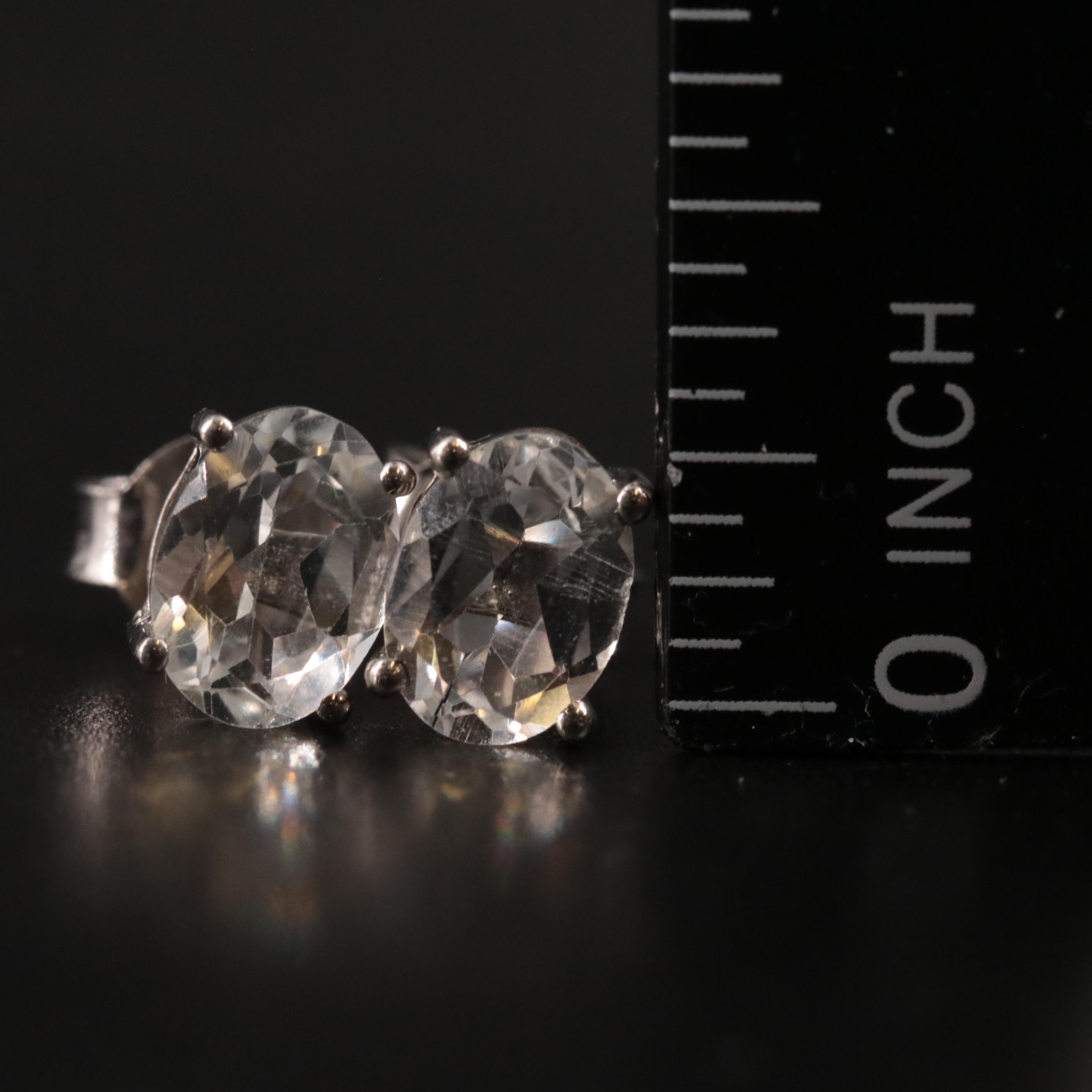 Gemstone Oval Stud Earrings