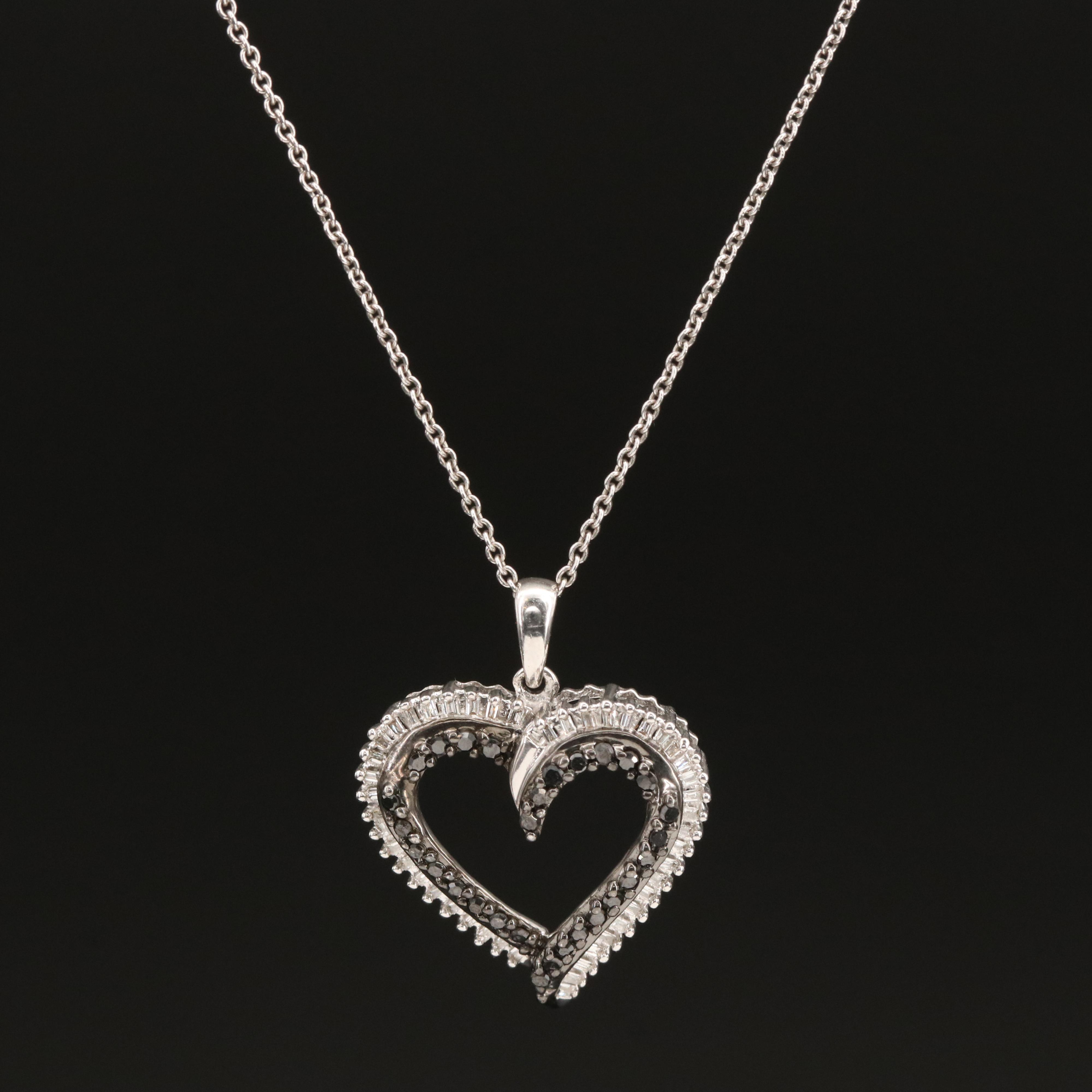 Sterling Diamond Heart Pendant Necklace