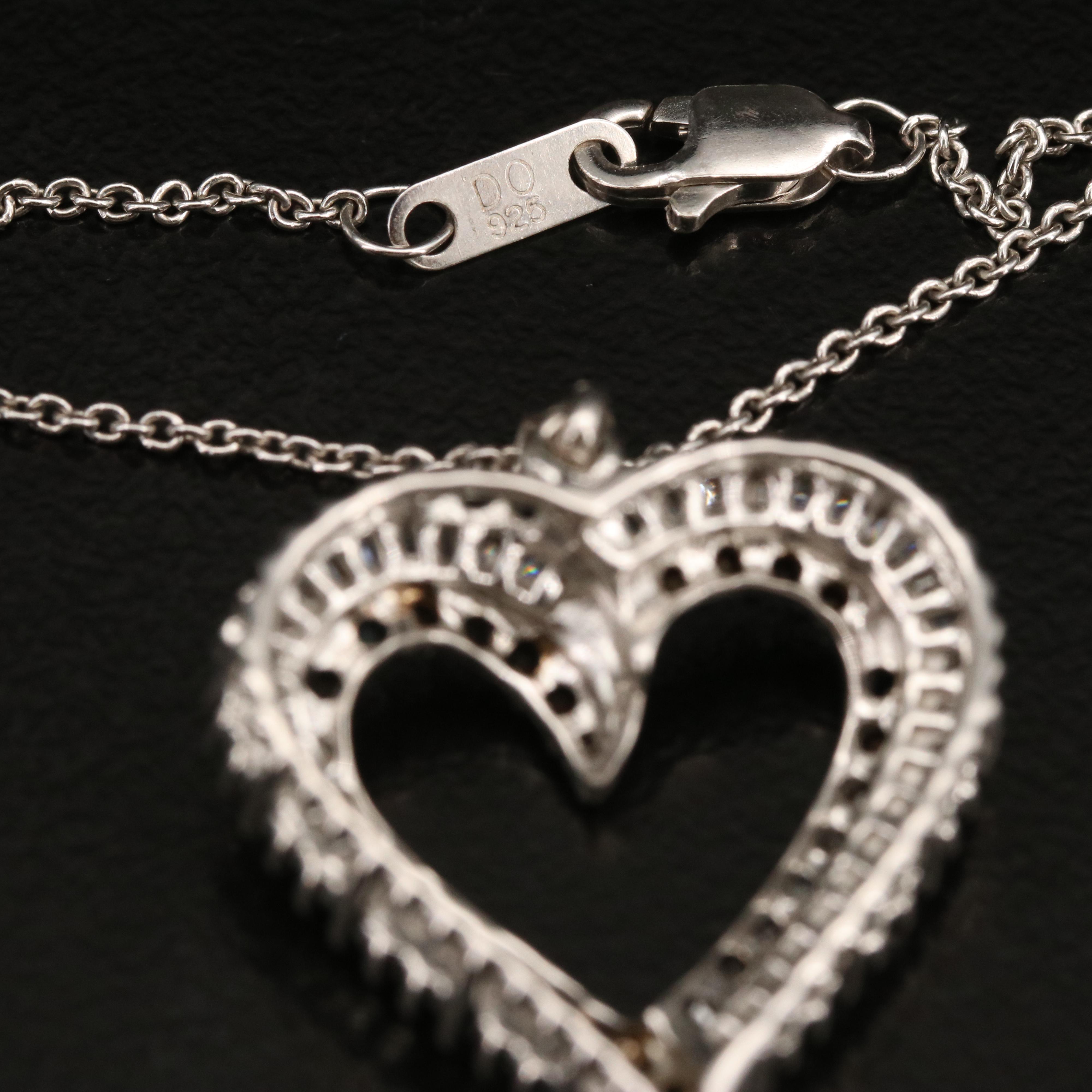 Sterling Diamond Heart Pendant Necklace