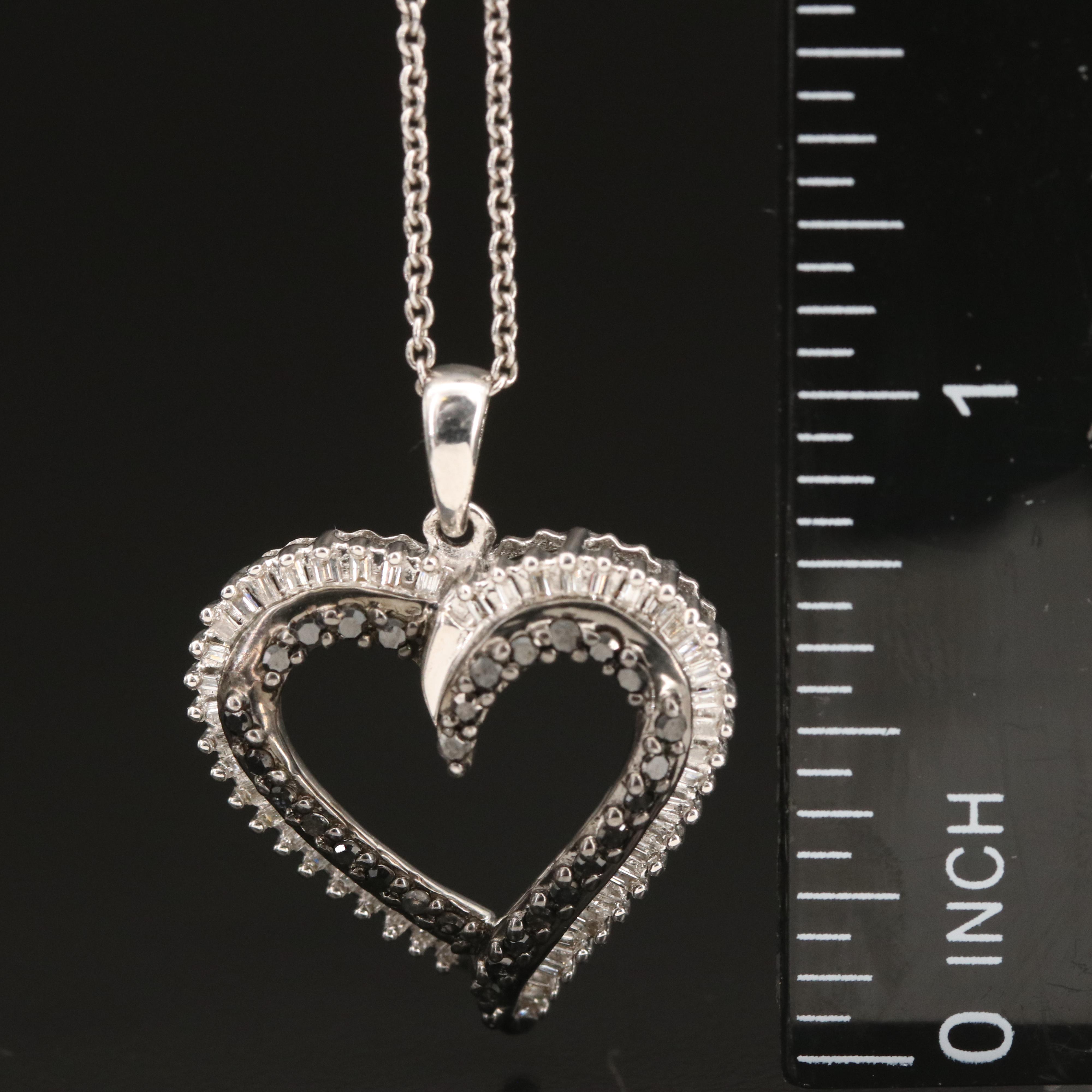Sterling Diamond Heart Pendant Necklace