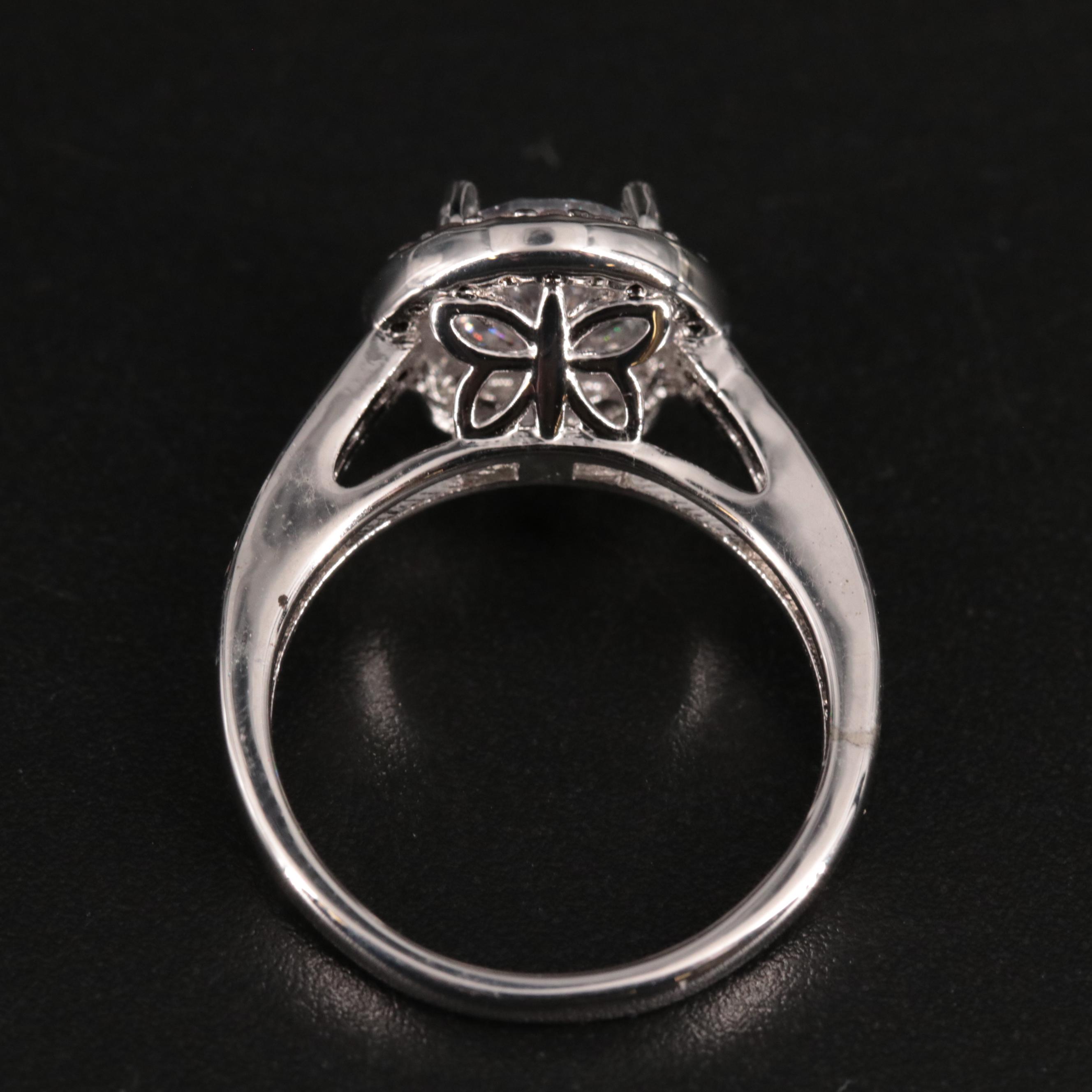 Cubic Zirconia Ring with Butterfly Detail