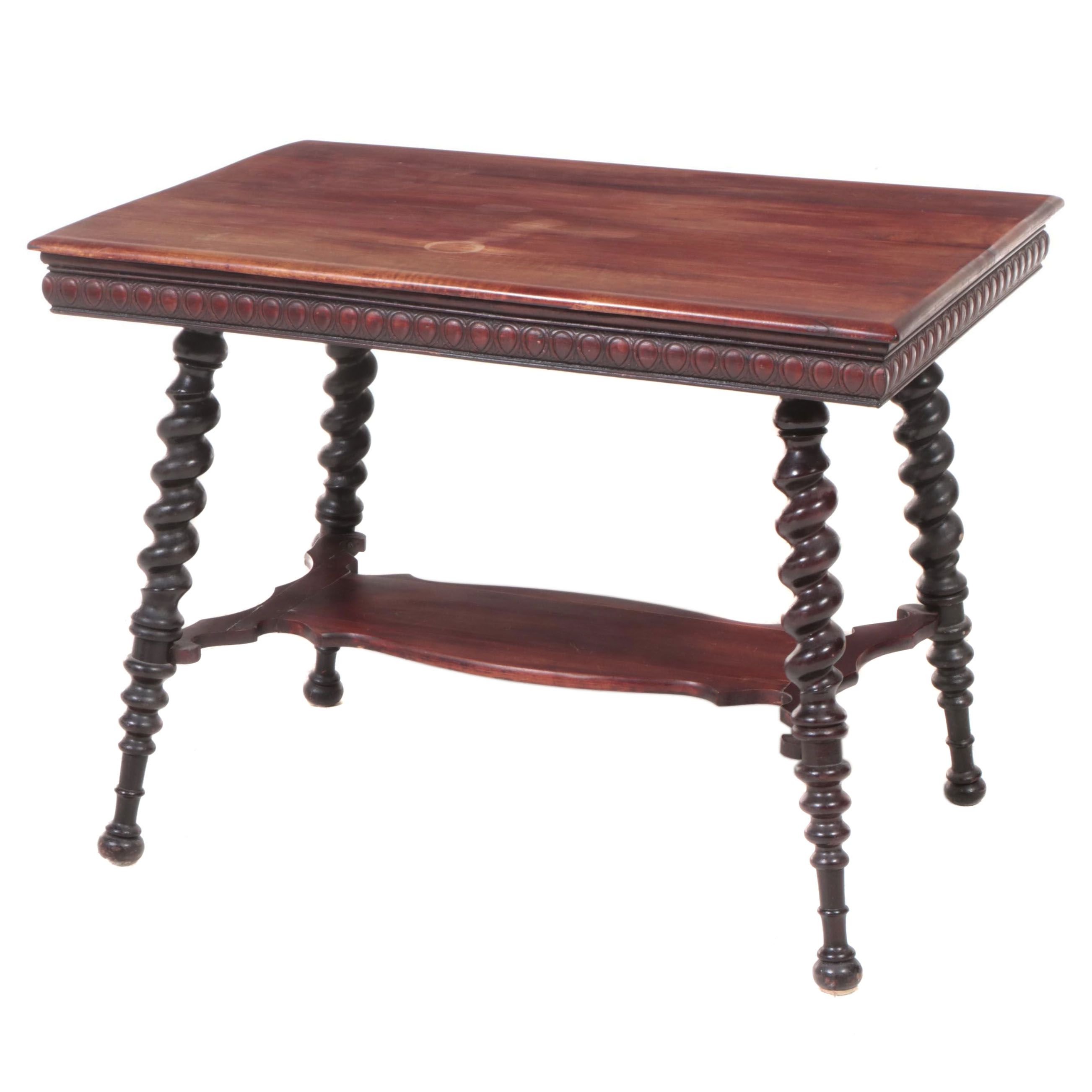 Late Victorian Birch Library or Center Table, Late 19th/Early 20th Century
