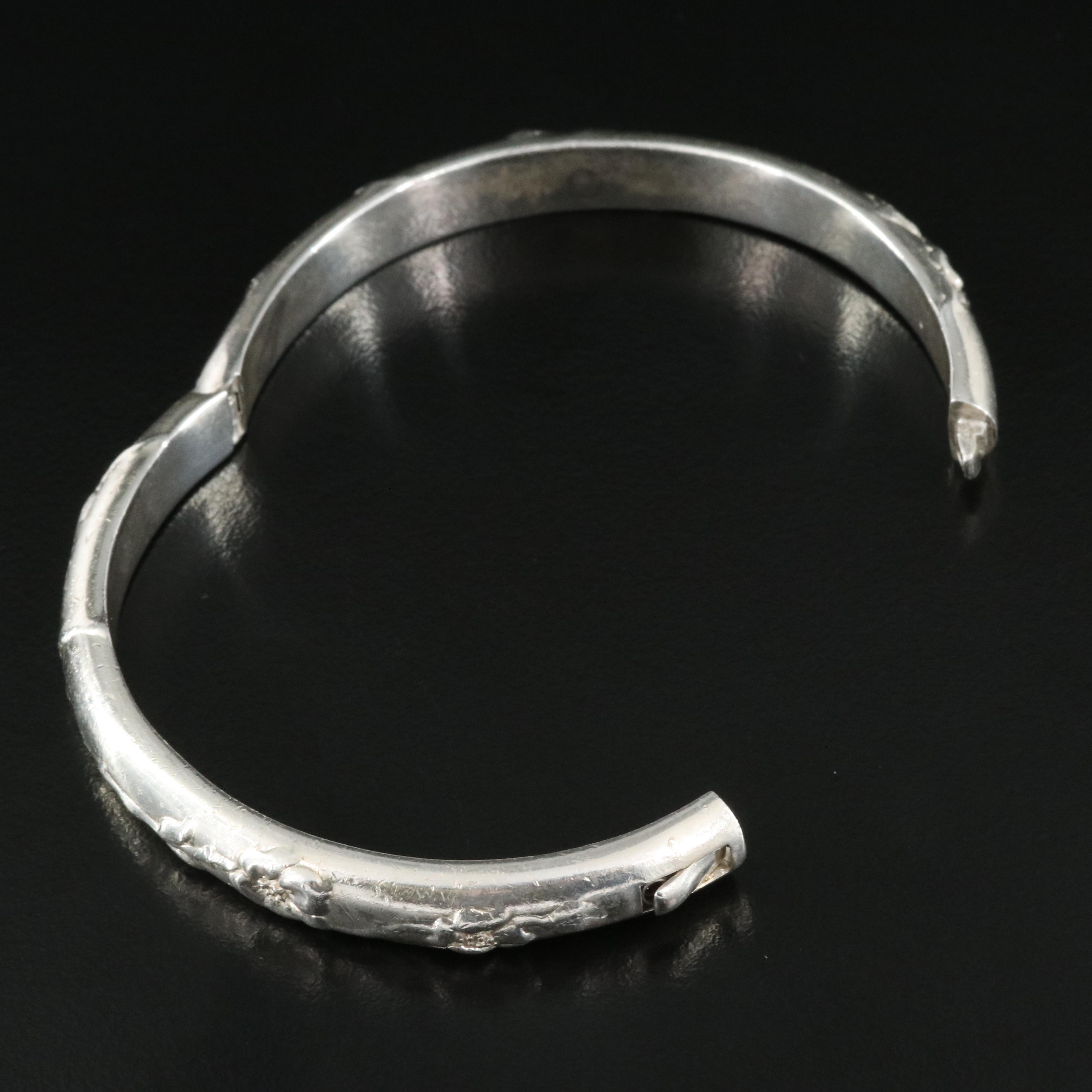 Tiffany & Co. Sterling Floral Design Hinged Bangle