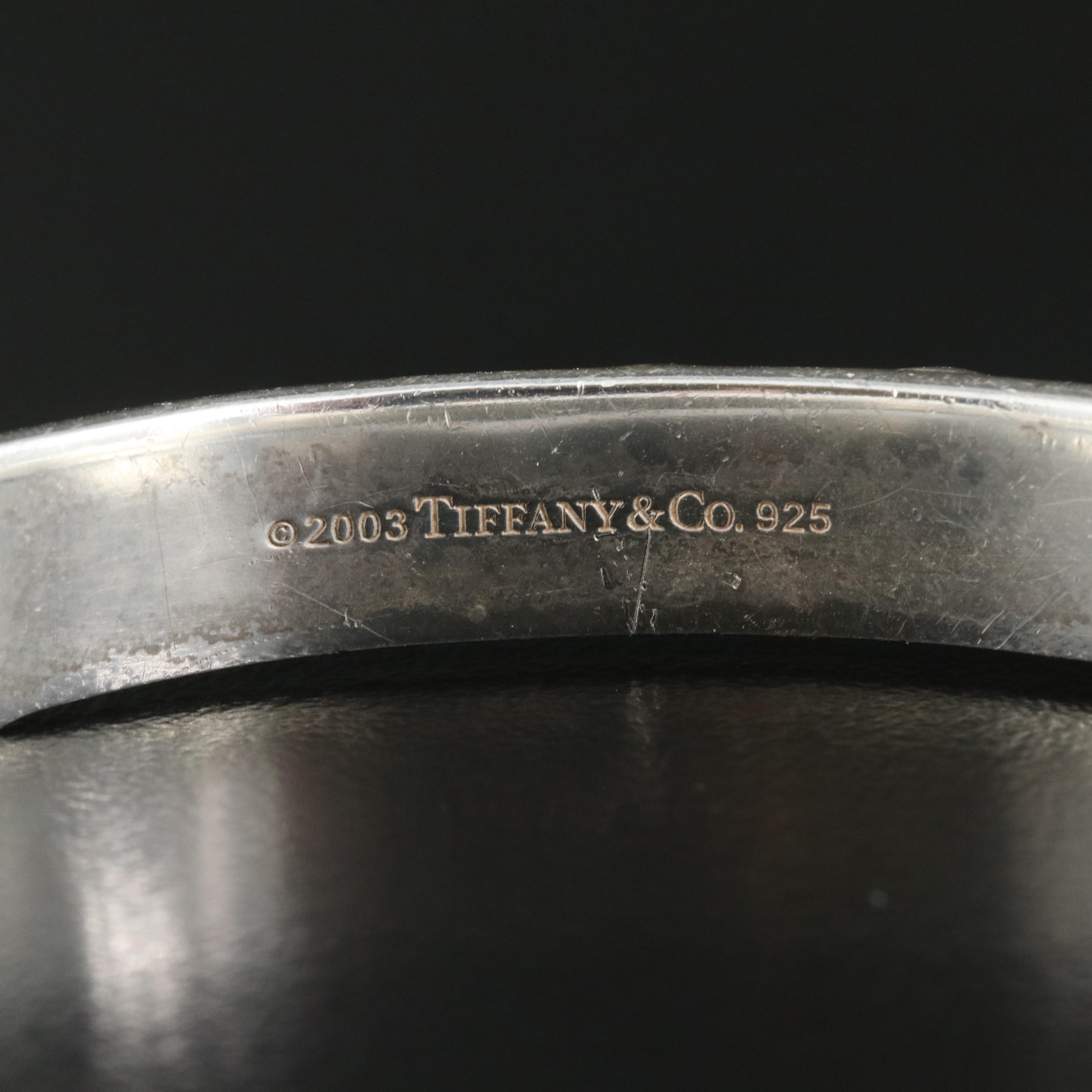 Tiffany & Co. Sterling Floral Design Hinged Bangle