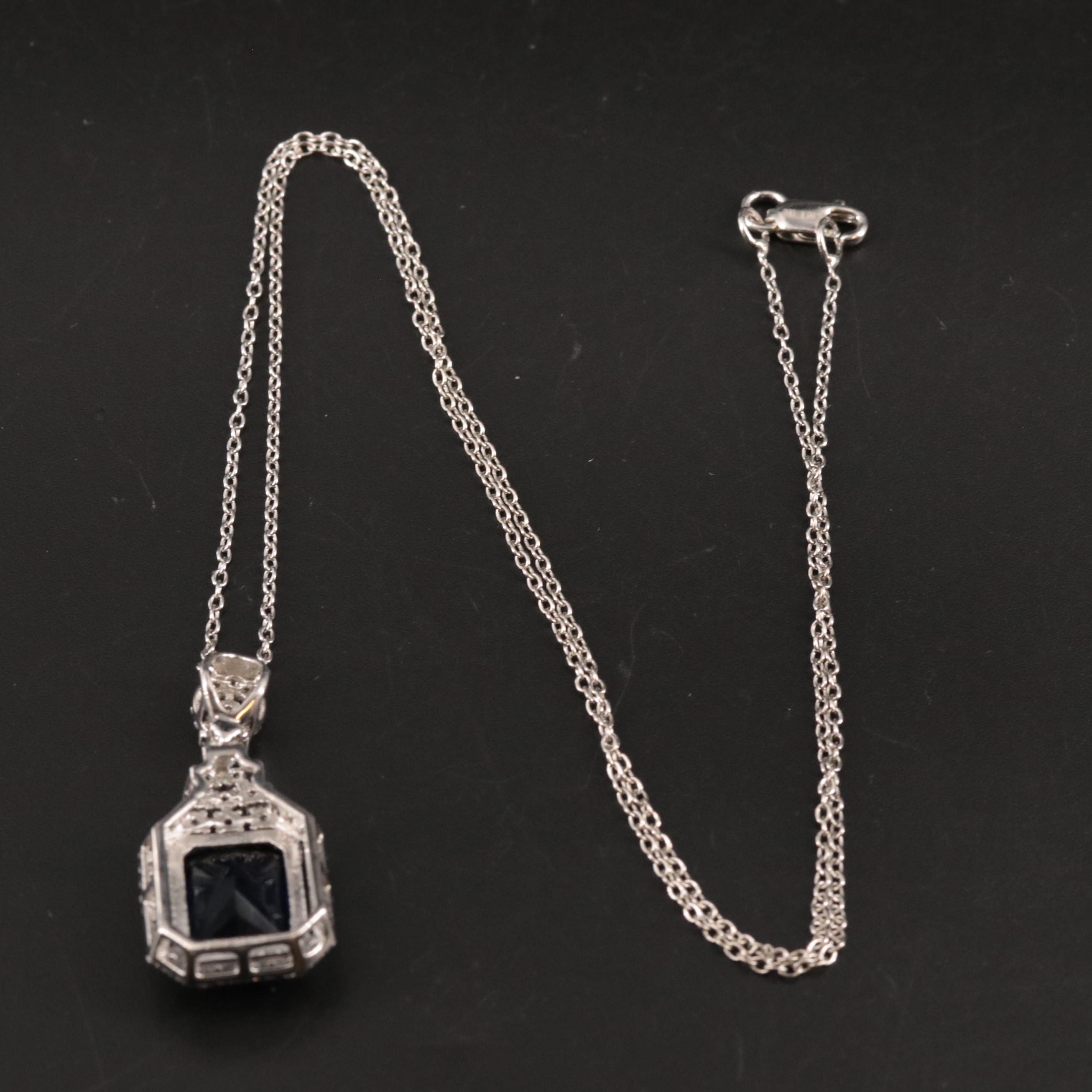 Sterling Cubic Zirconia Sapphire Pendant Necklace