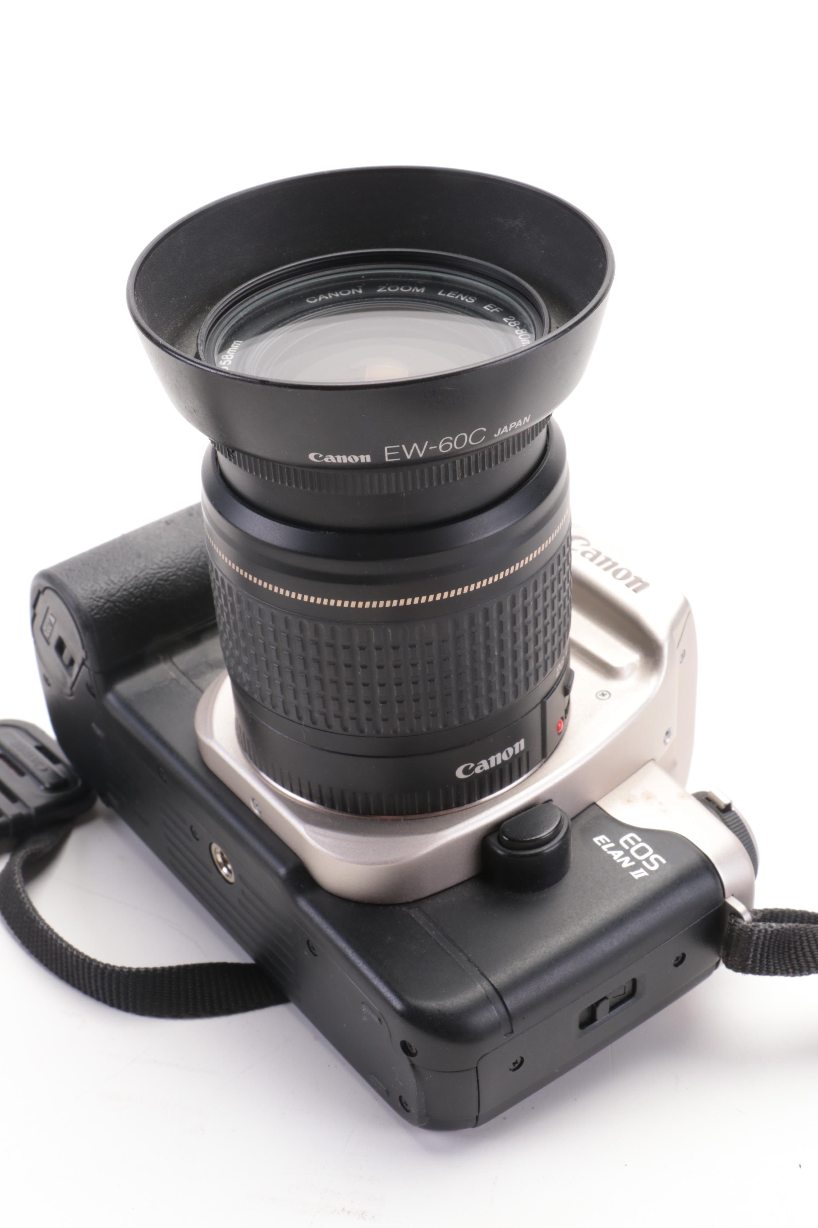 Canon EOS Elan II and Other Cameras with Lens and Accessory Collection