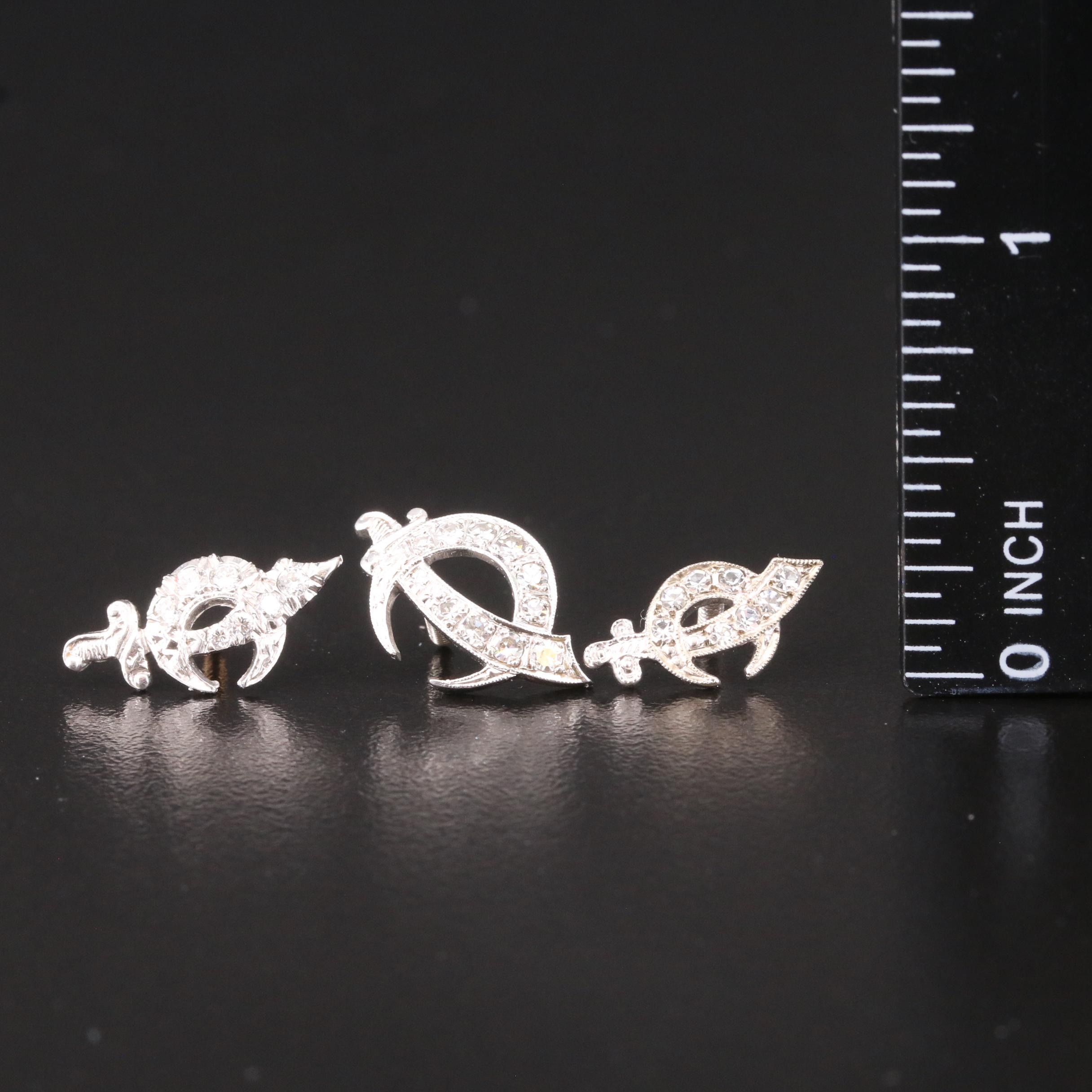 Mixed Metal Shriner's Pins Including Diamond and White Spinel