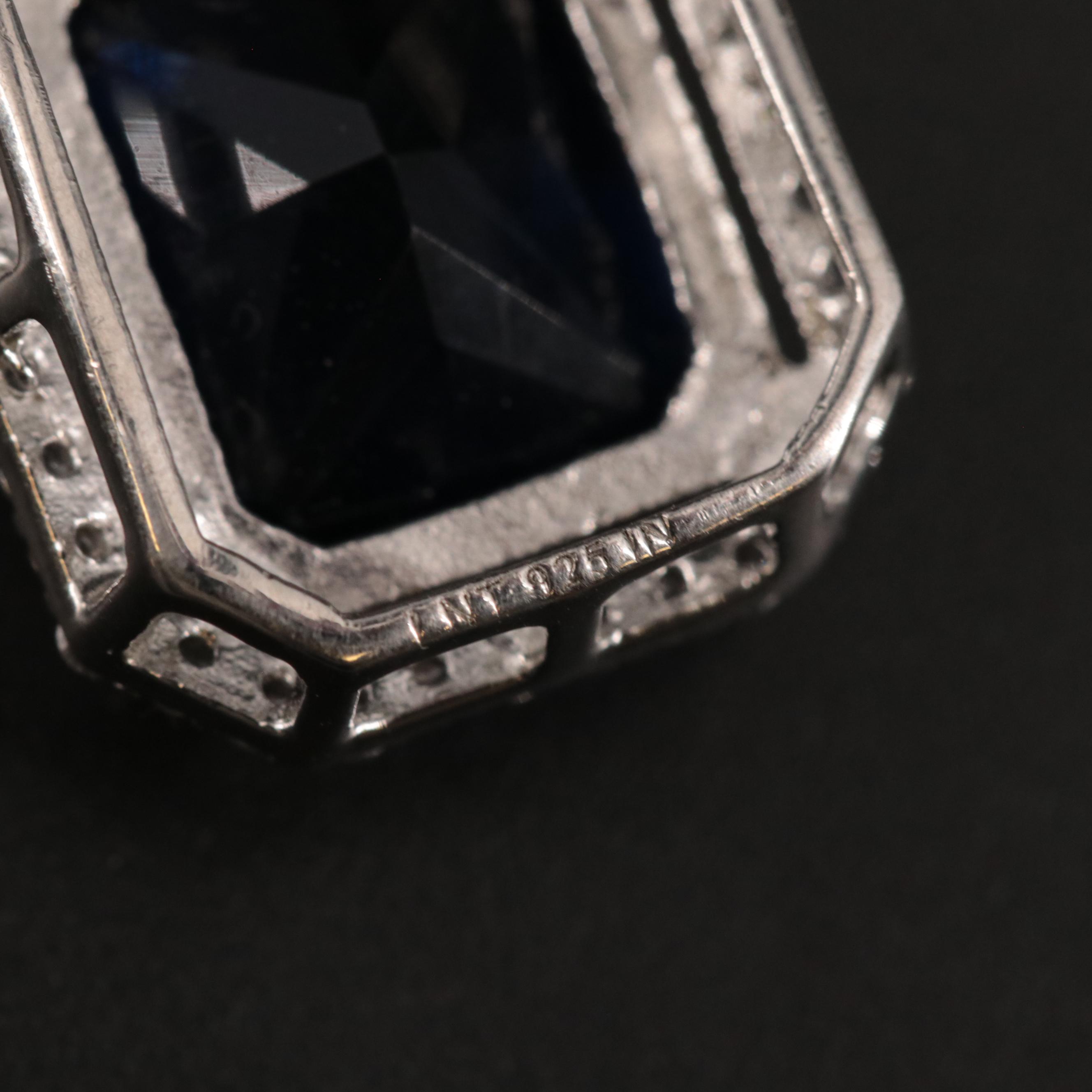 Sterling Cubic Zirconia Sapphire Pendant Necklace