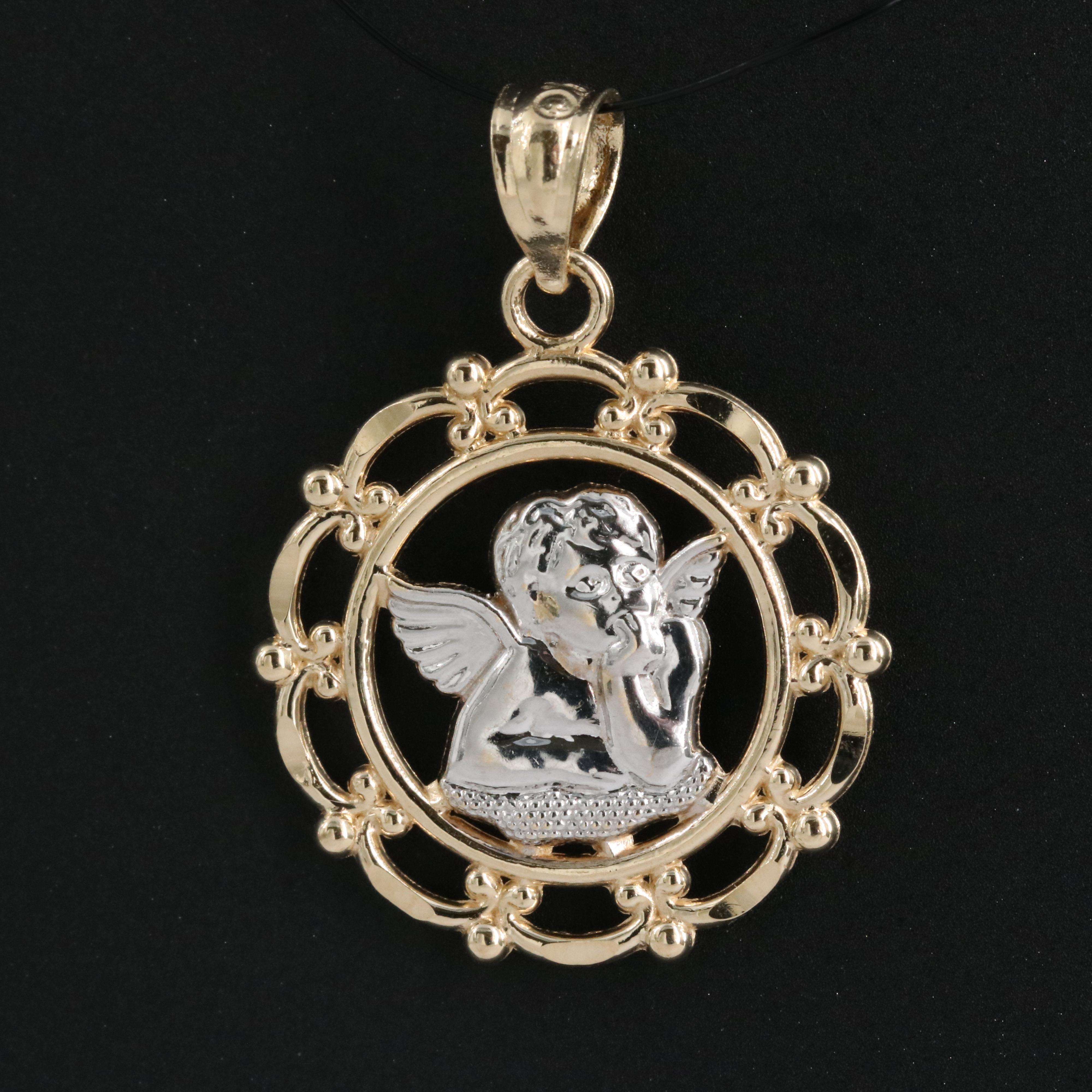 14K Two-Tone Cherub Pendant