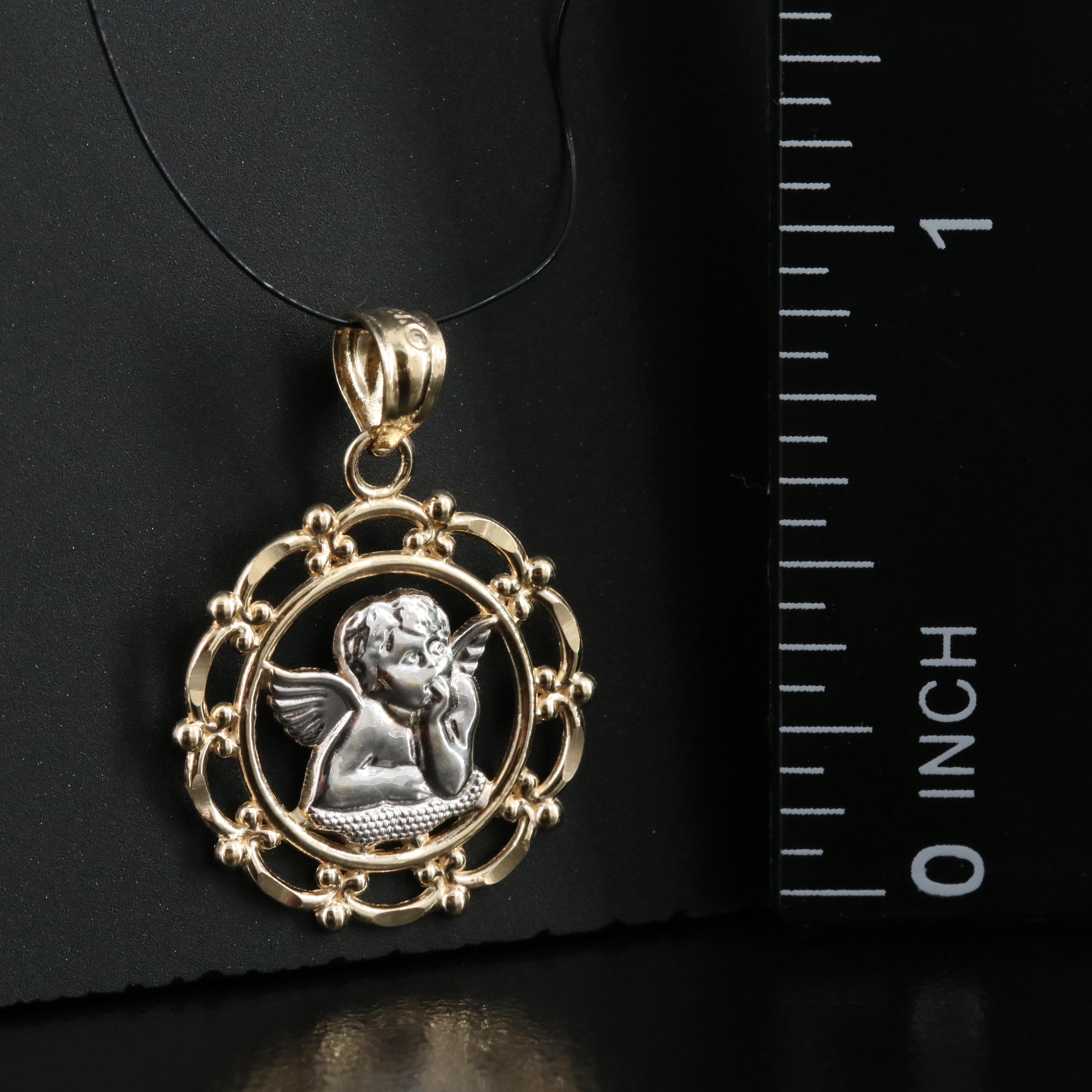 14K Two-Tone Cherub Pendant