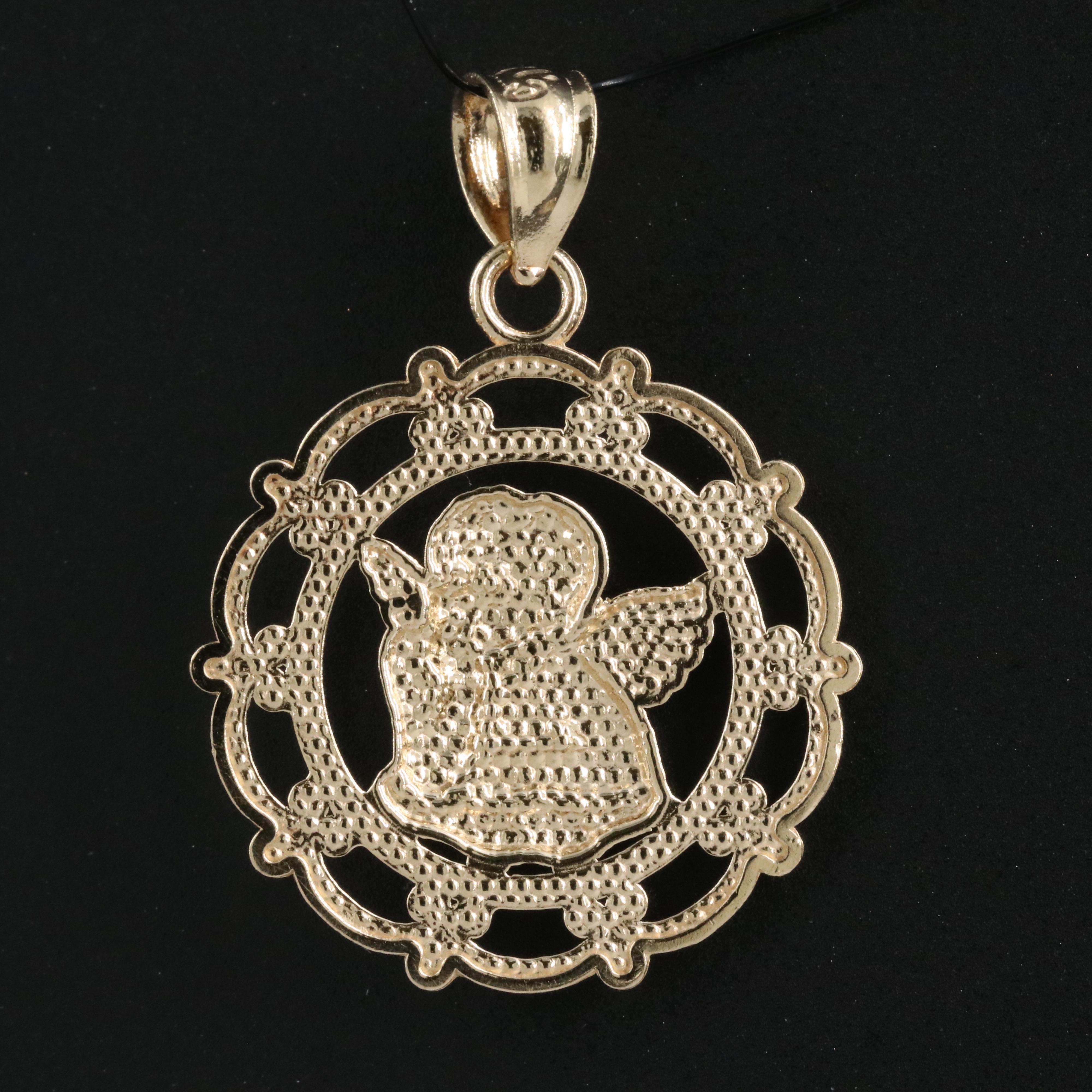 14K Two-Tone Cherub Pendant