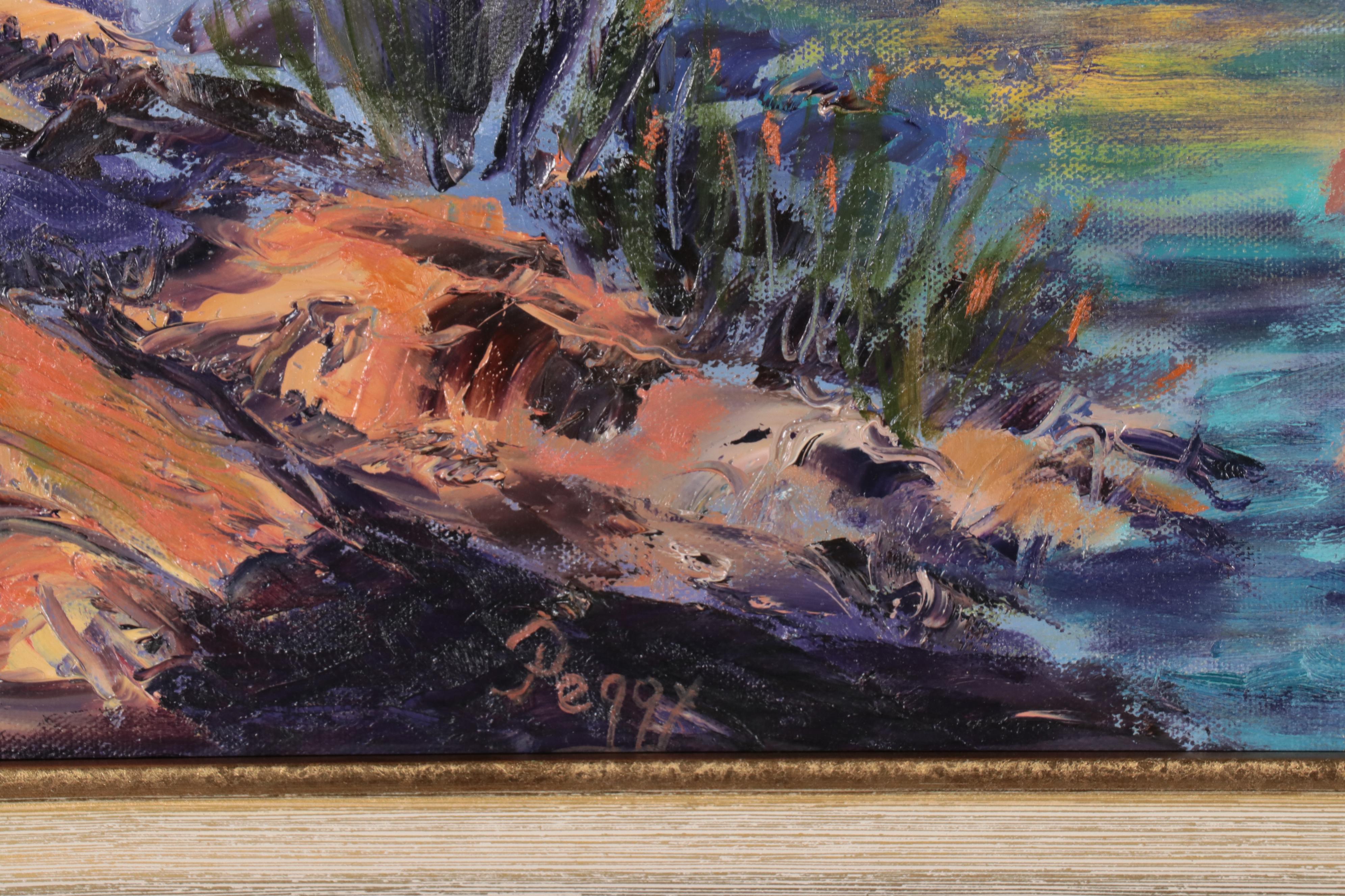 Peggy Oil Painting of Forest River, Late 20th Century