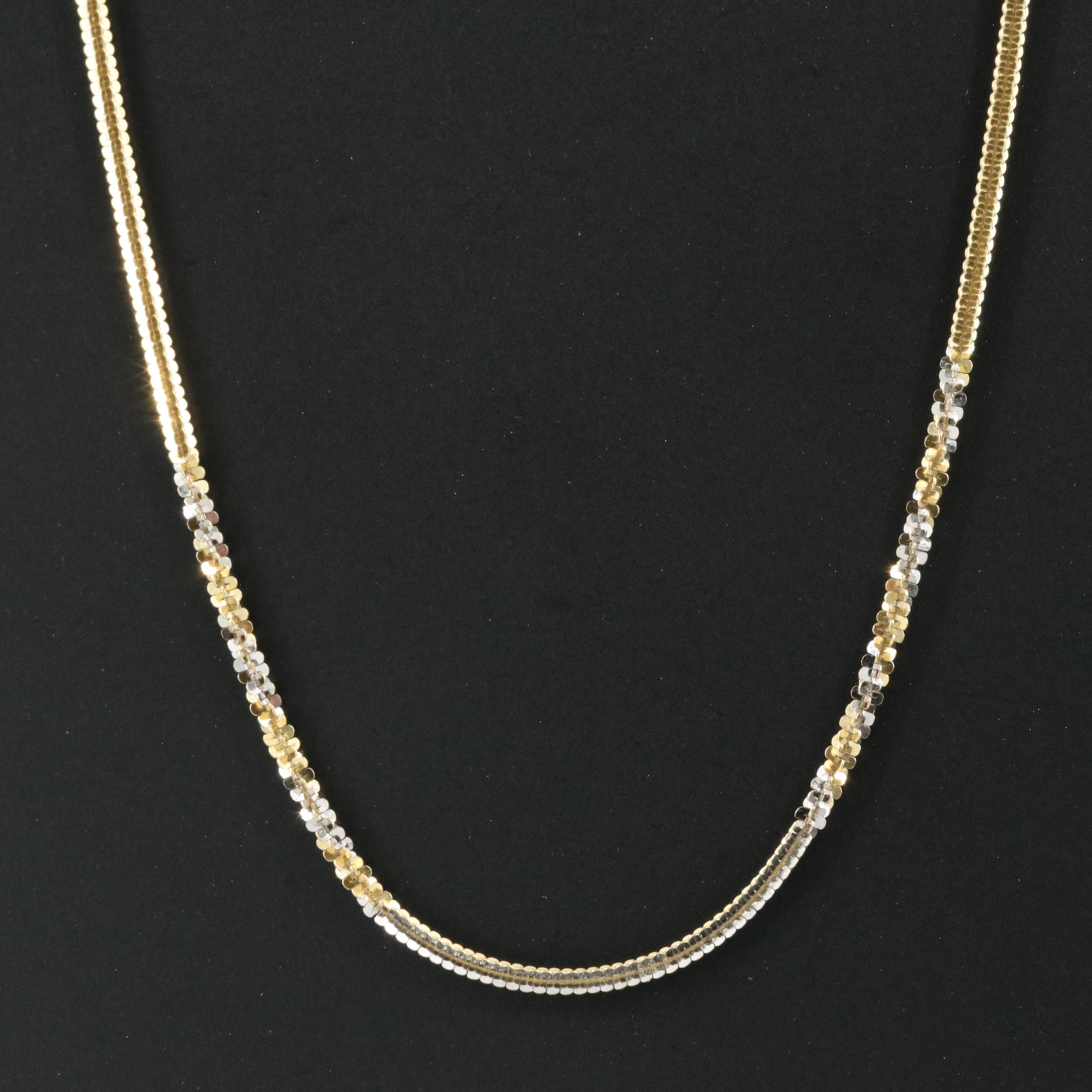 14K Two-Tone Fancy Link Chain Necklace