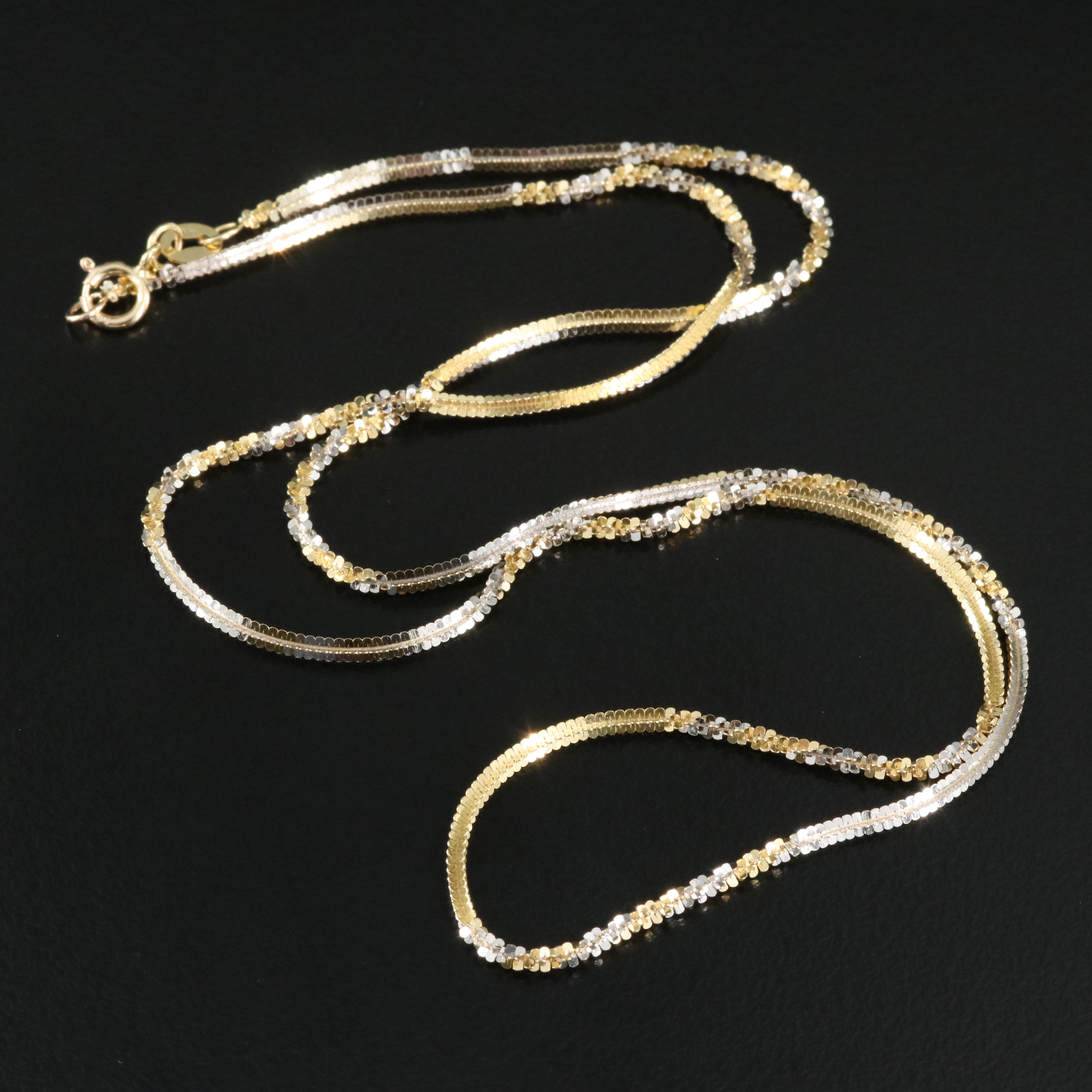 14K Two-Tone Fancy Link Chain Necklace