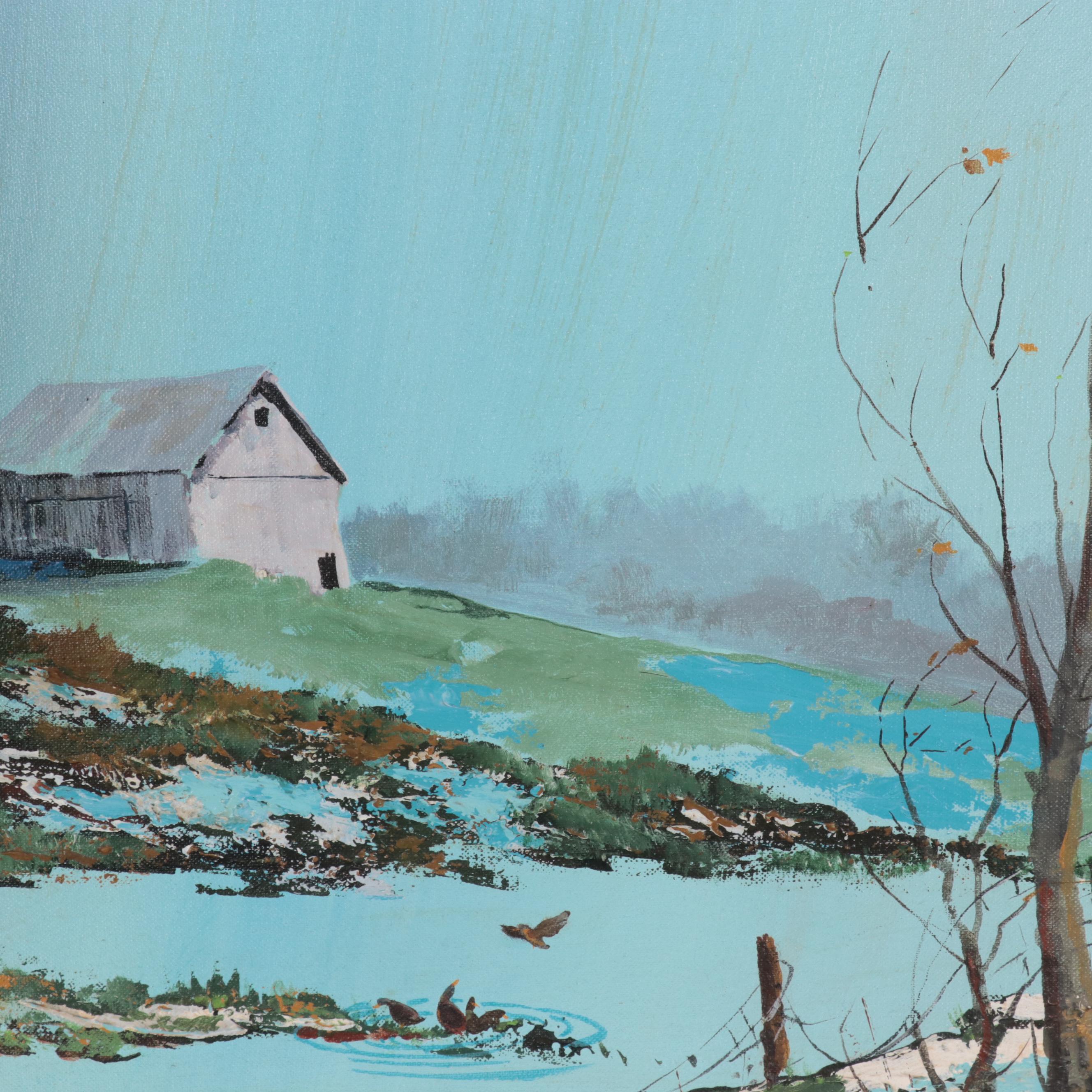 Joseph R. Stasny Acrylic Painting "Spring Storm," Mid-20th Century