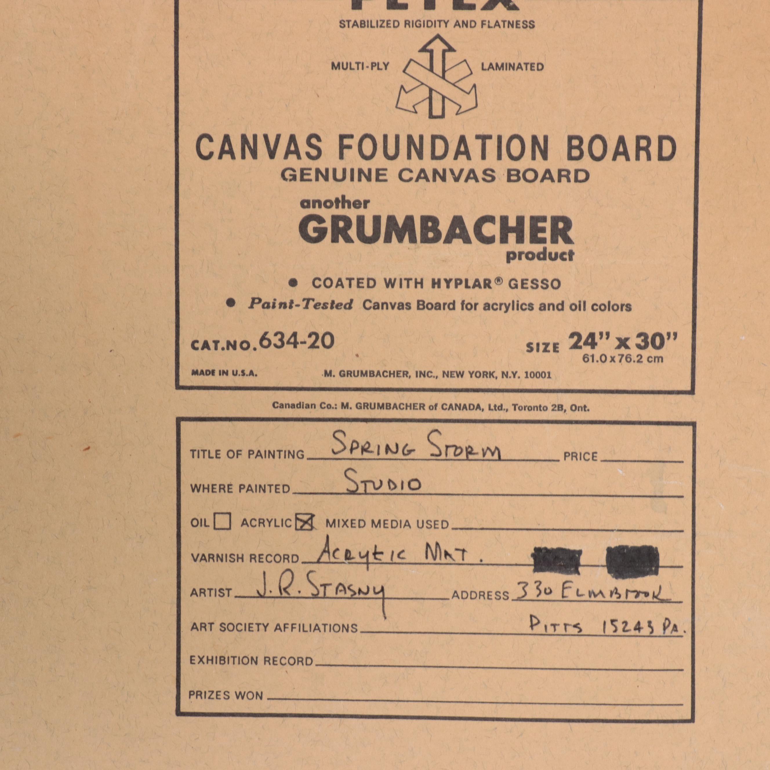 Joseph R. Stasny Acrylic Painting "Spring Storm," Mid-20th Century