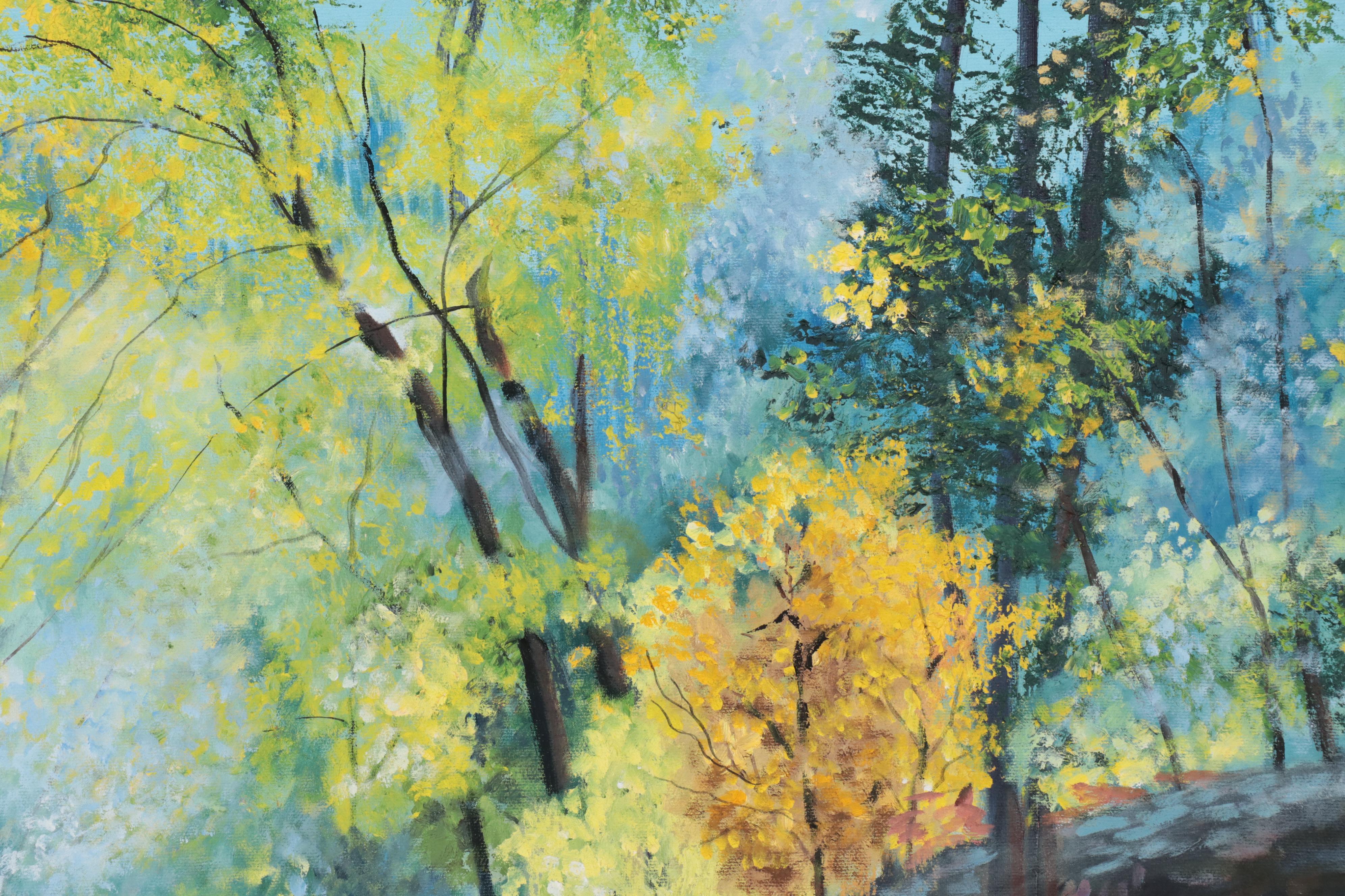 Oil Painting of Forest River, Late 20th Century