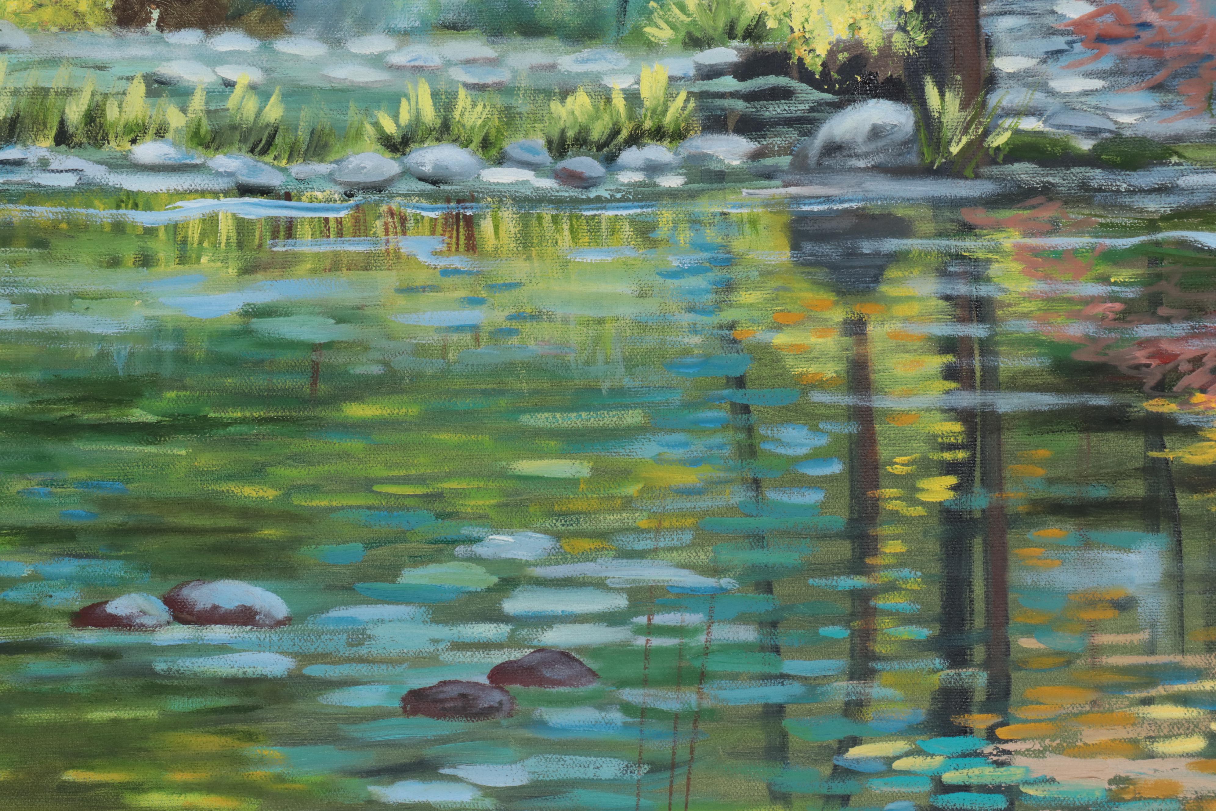 Oil Painting of Forest River, Late 20th Century