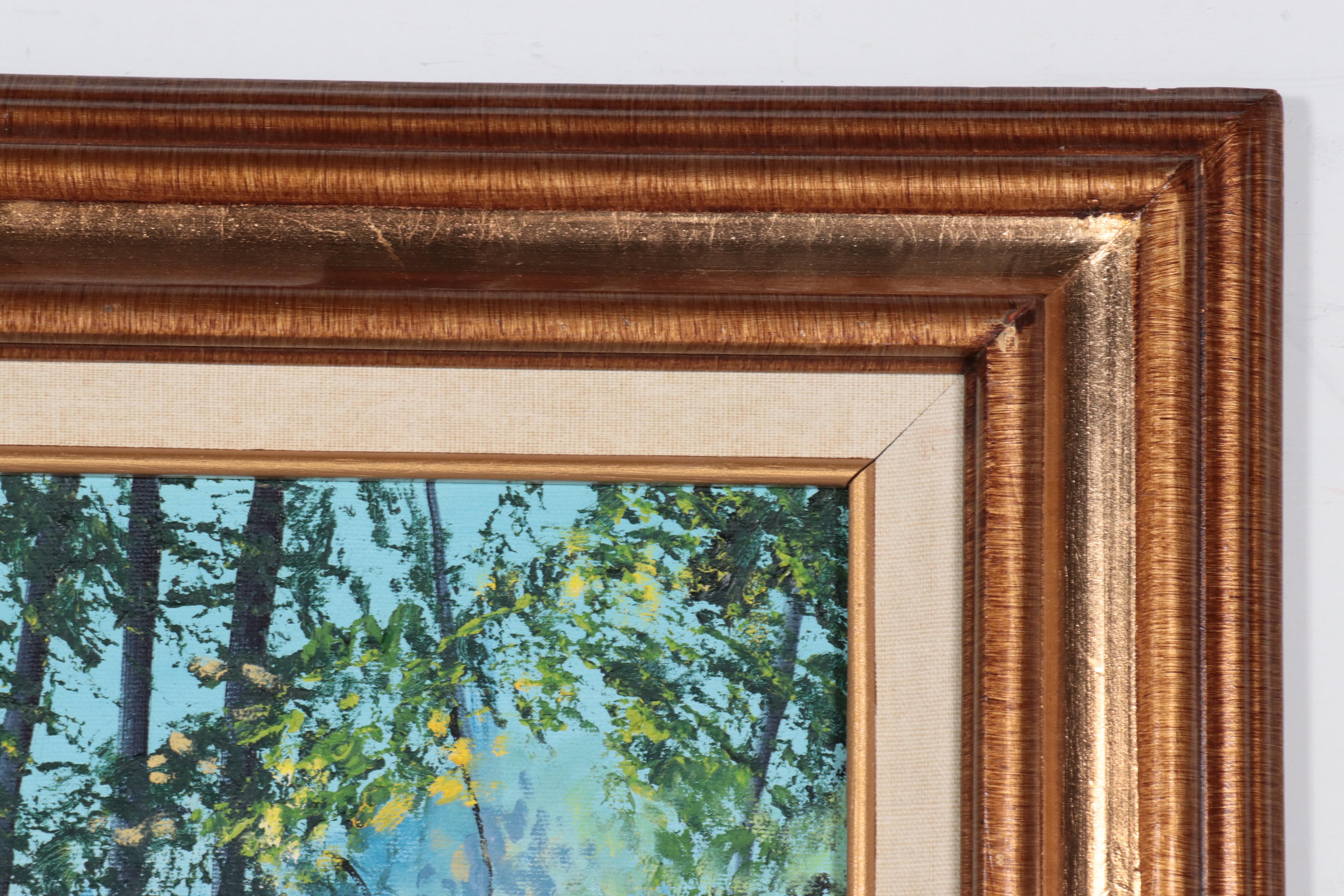 Oil Painting of Forest River, Late 20th Century