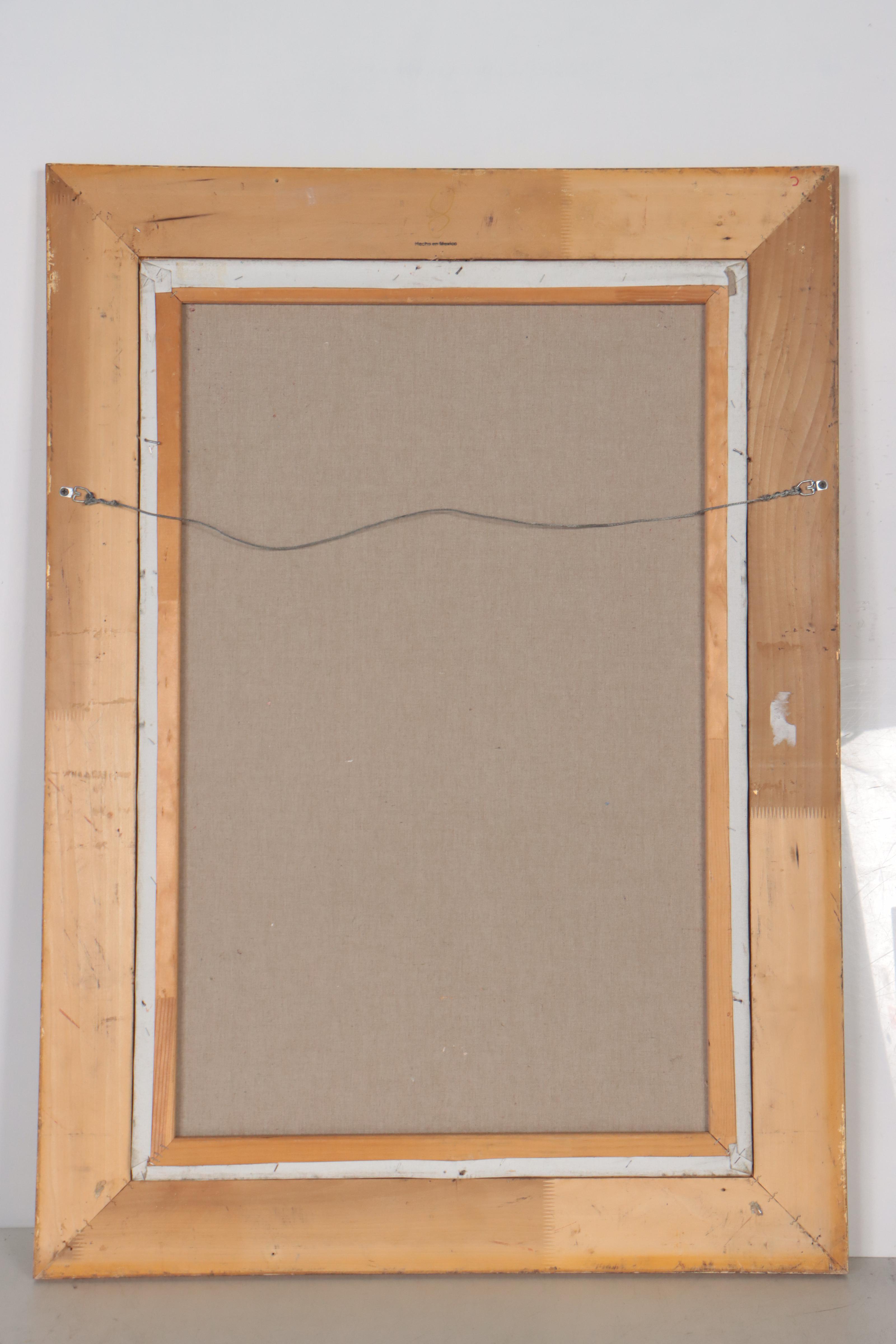 N. Stebins Oil Painting of Window and Potted Flowers, Late 20th Century