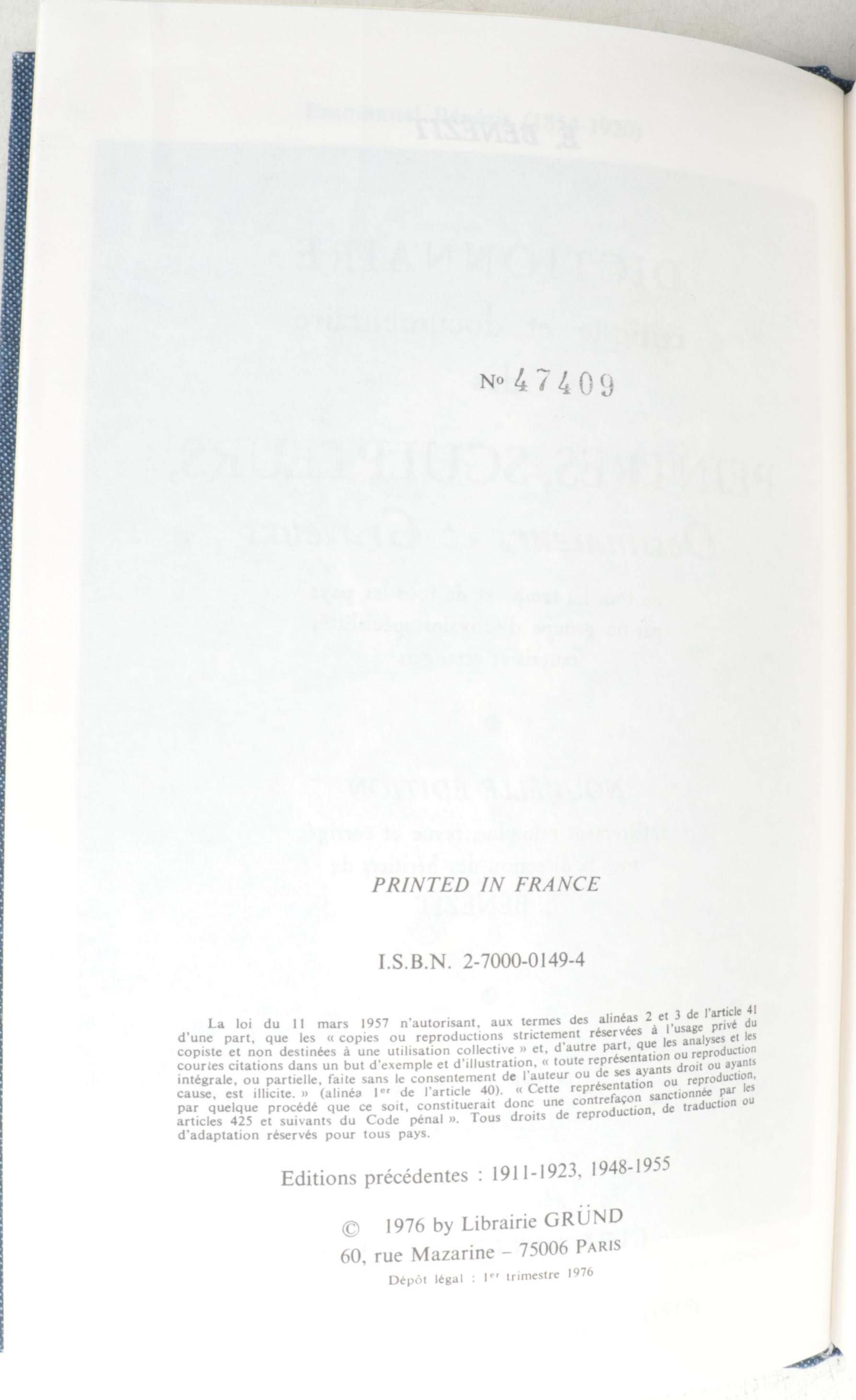 “Dictionnaire critique et documentaire des peintres” by Emmanuel Bénézit, 1976