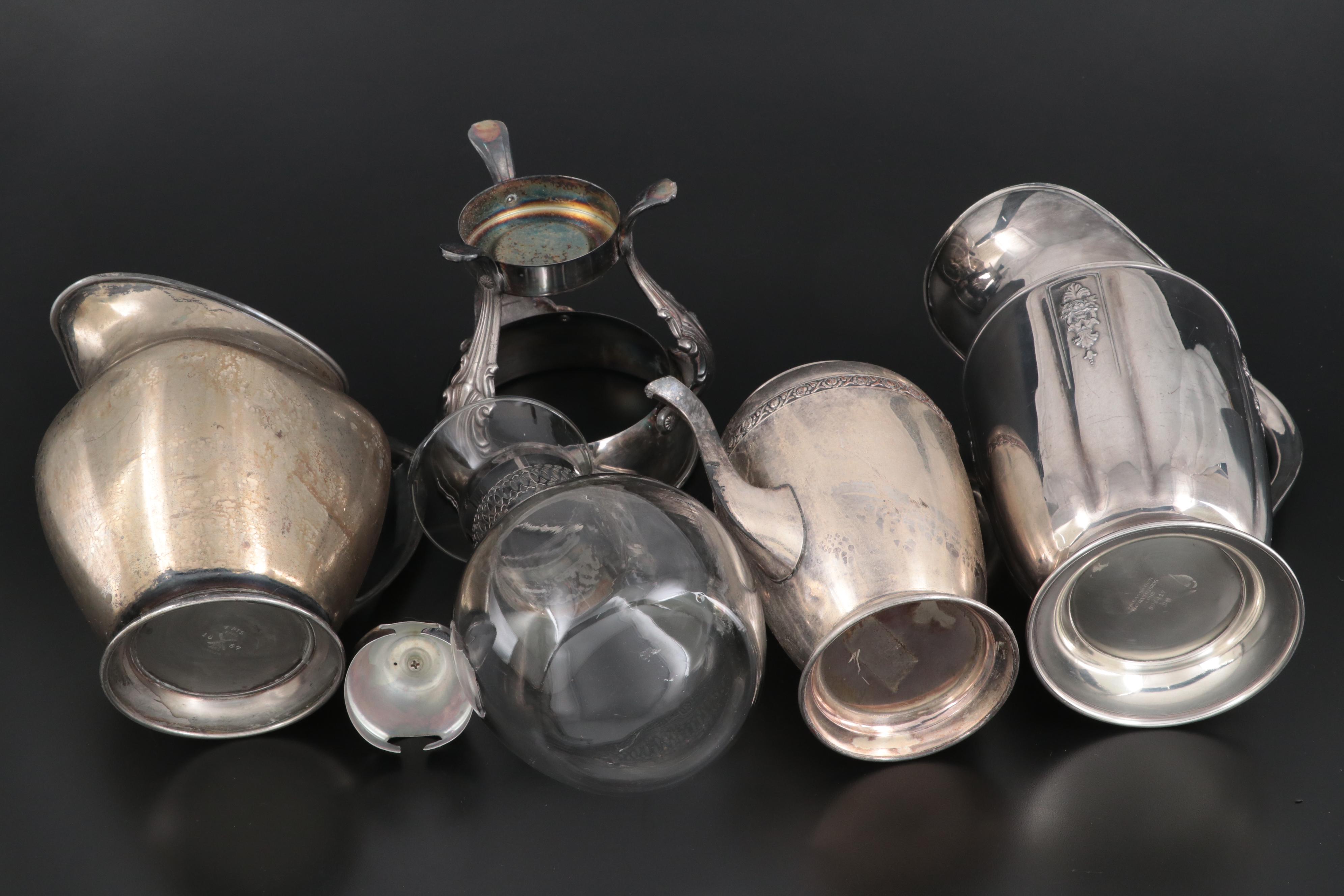 Reed & Barton Art Nouveau Centerpiece Bowl and Other Silver Plate Serveware