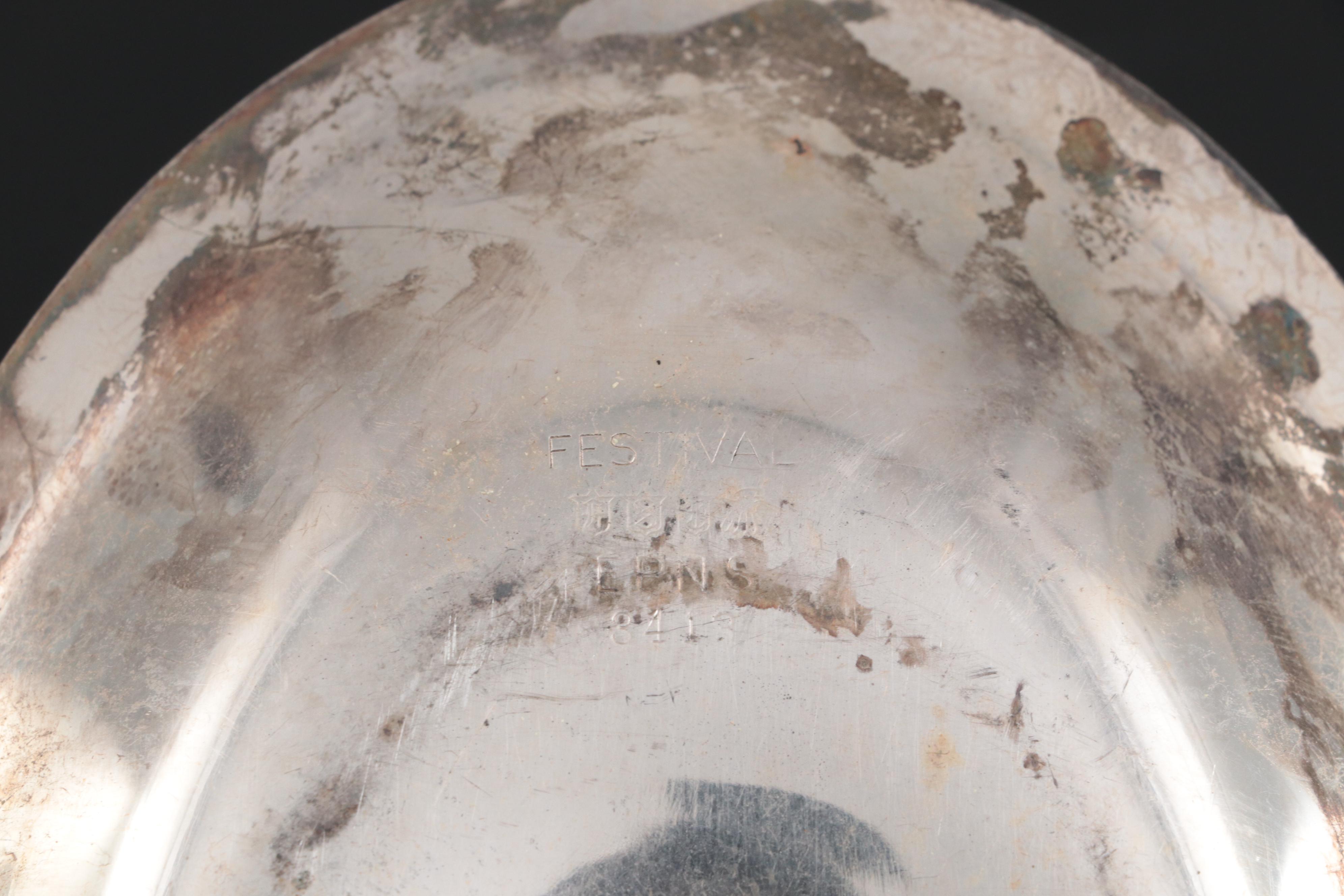 Reed & Barton Art Nouveau Centerpiece Bowl and Other Silver Plate Serveware