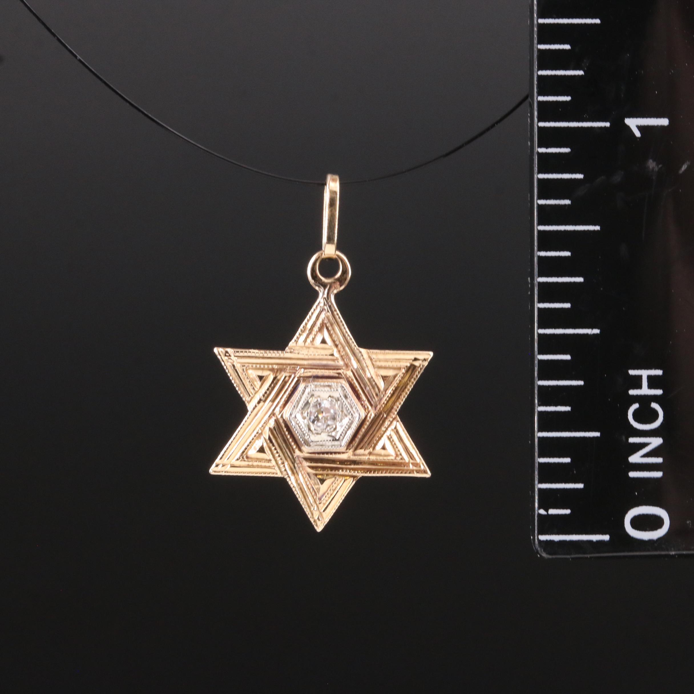 14K 0.02 CT Diamond Star of David Pendant