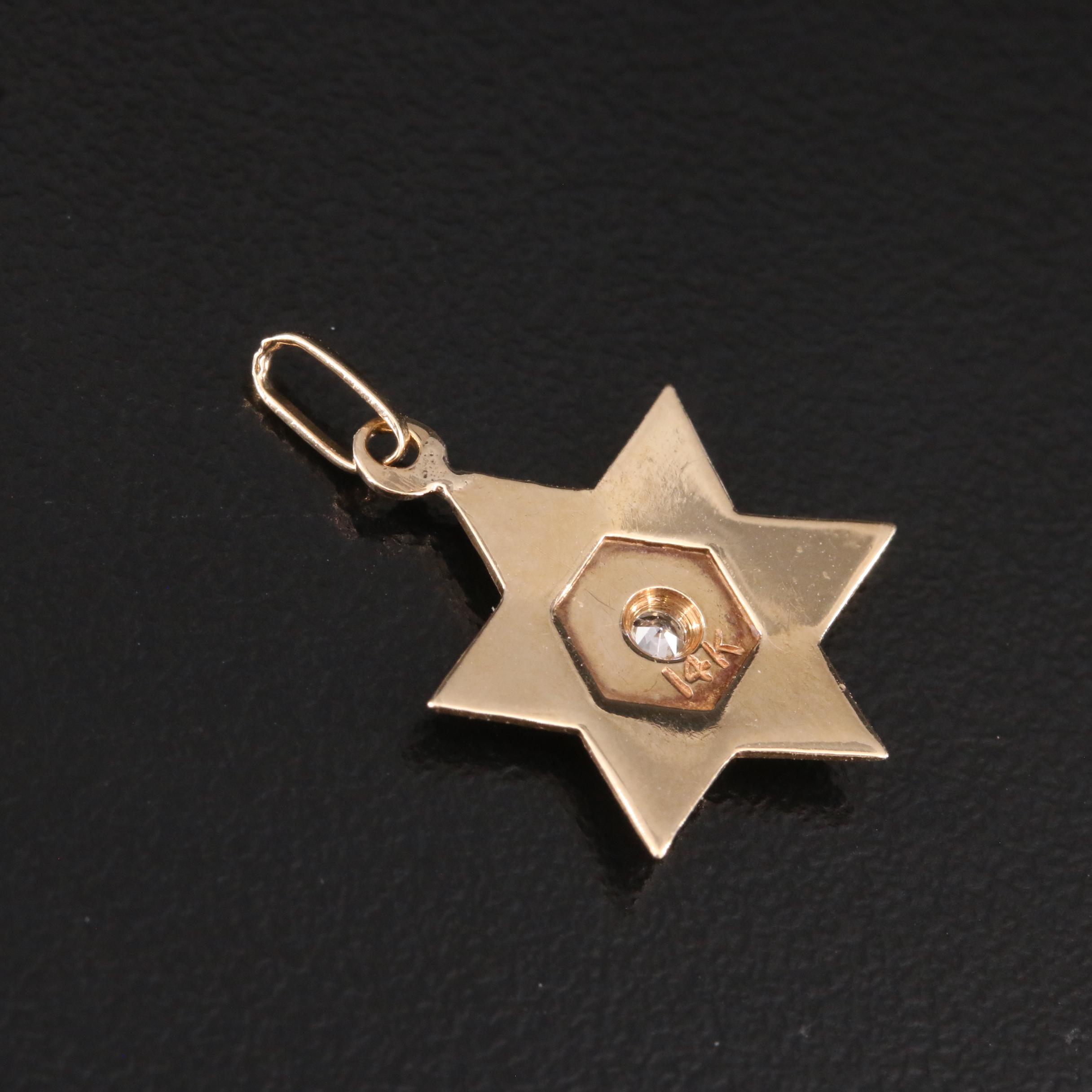 14K 0.02 CT Diamond Star of David Pendant