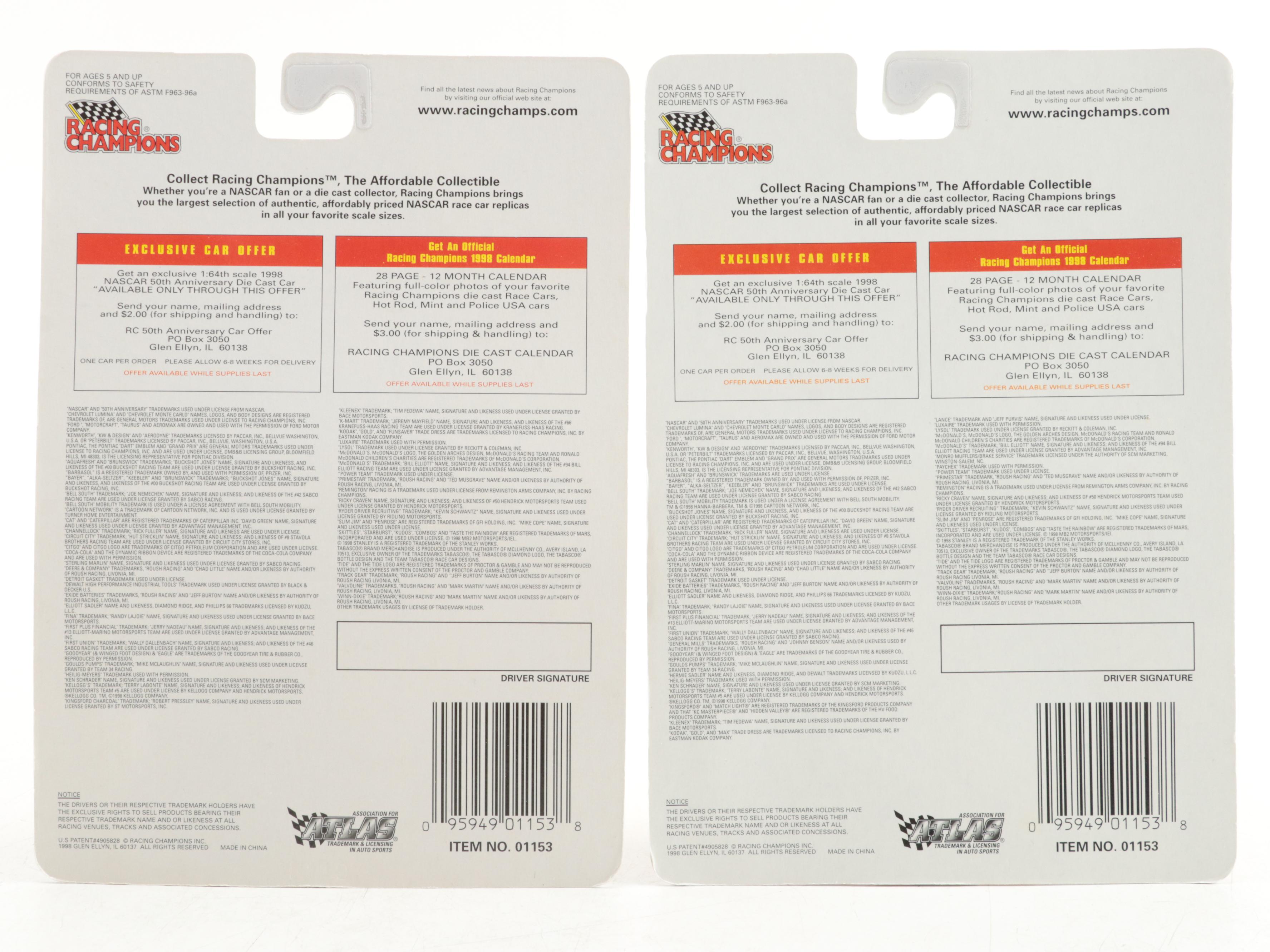 Racing Champions NASCAR 50th Anniversary 1:64 Scale Diecast Cars