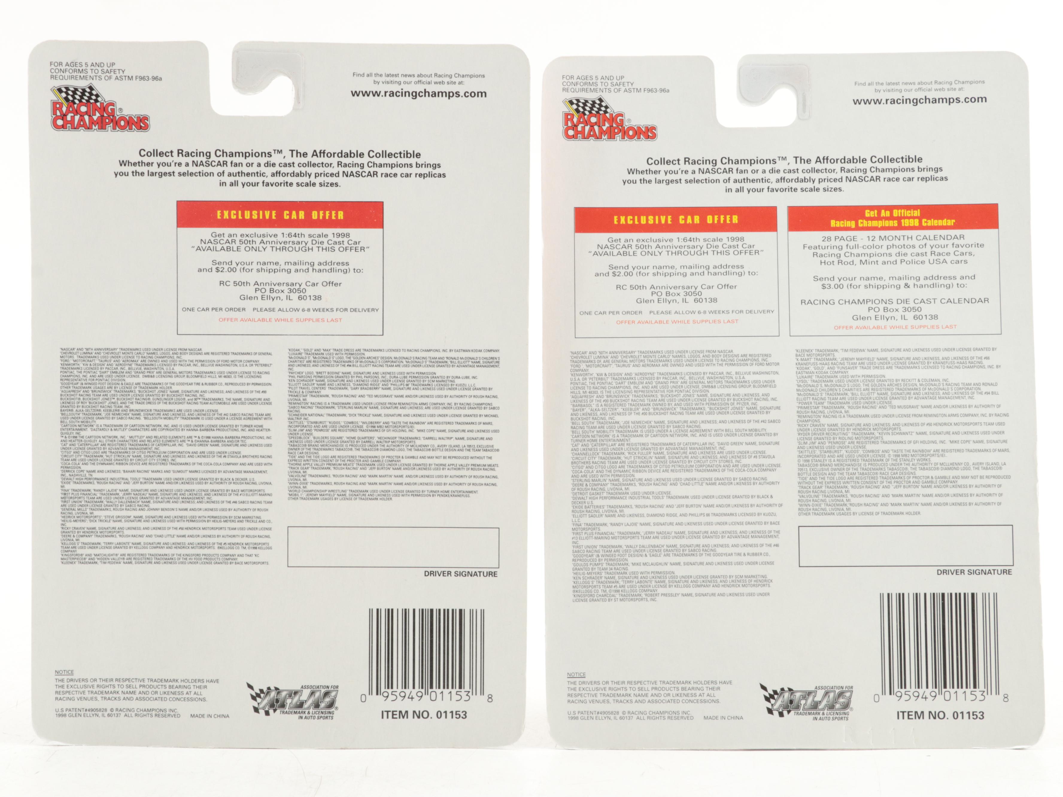 Racing Champions NASCAR 50th Anniversary 1:64 Scale Diecast Cars