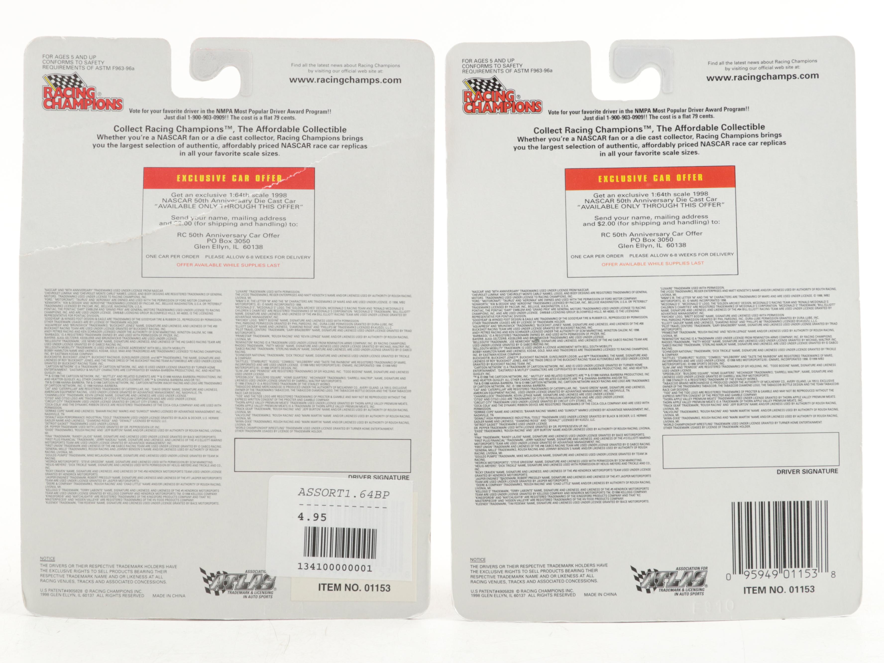 Racing Champions NASCAR 50th Anniversary 1:64 Scale Diecast Cars