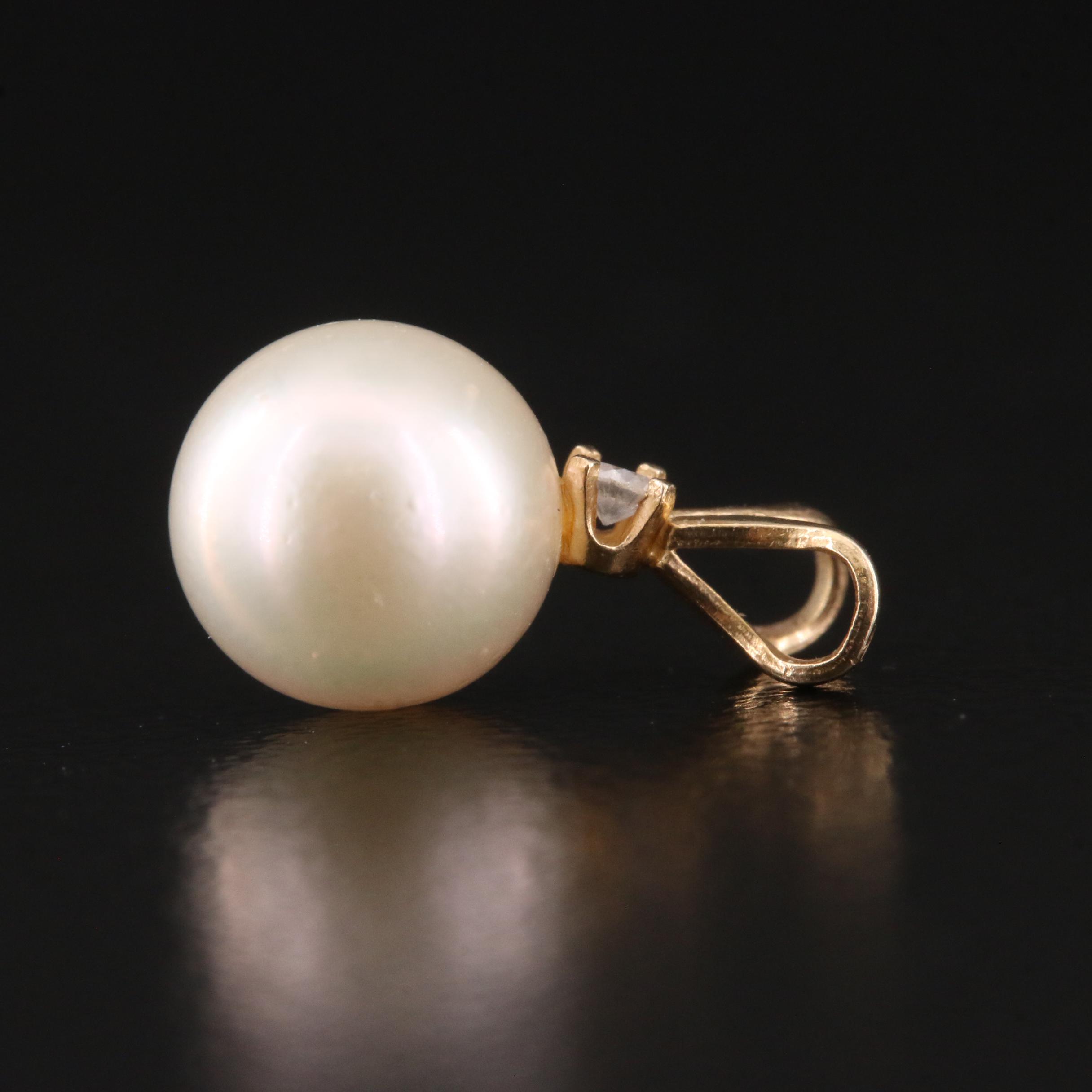 14K Pearl and Diamond Pendant