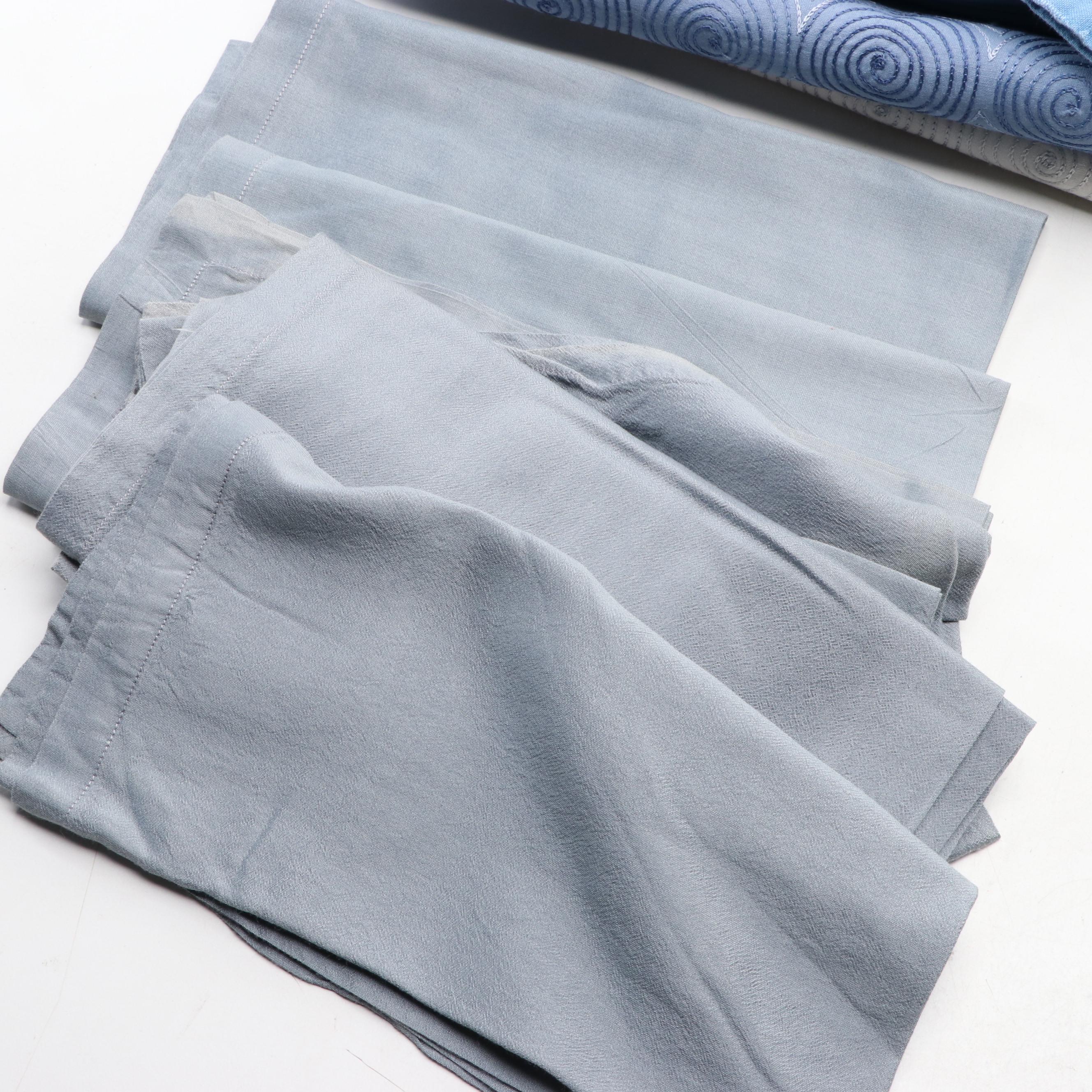 Pottery Barn and Crate & Barrel Napkins and Placemats in Shades of Blue