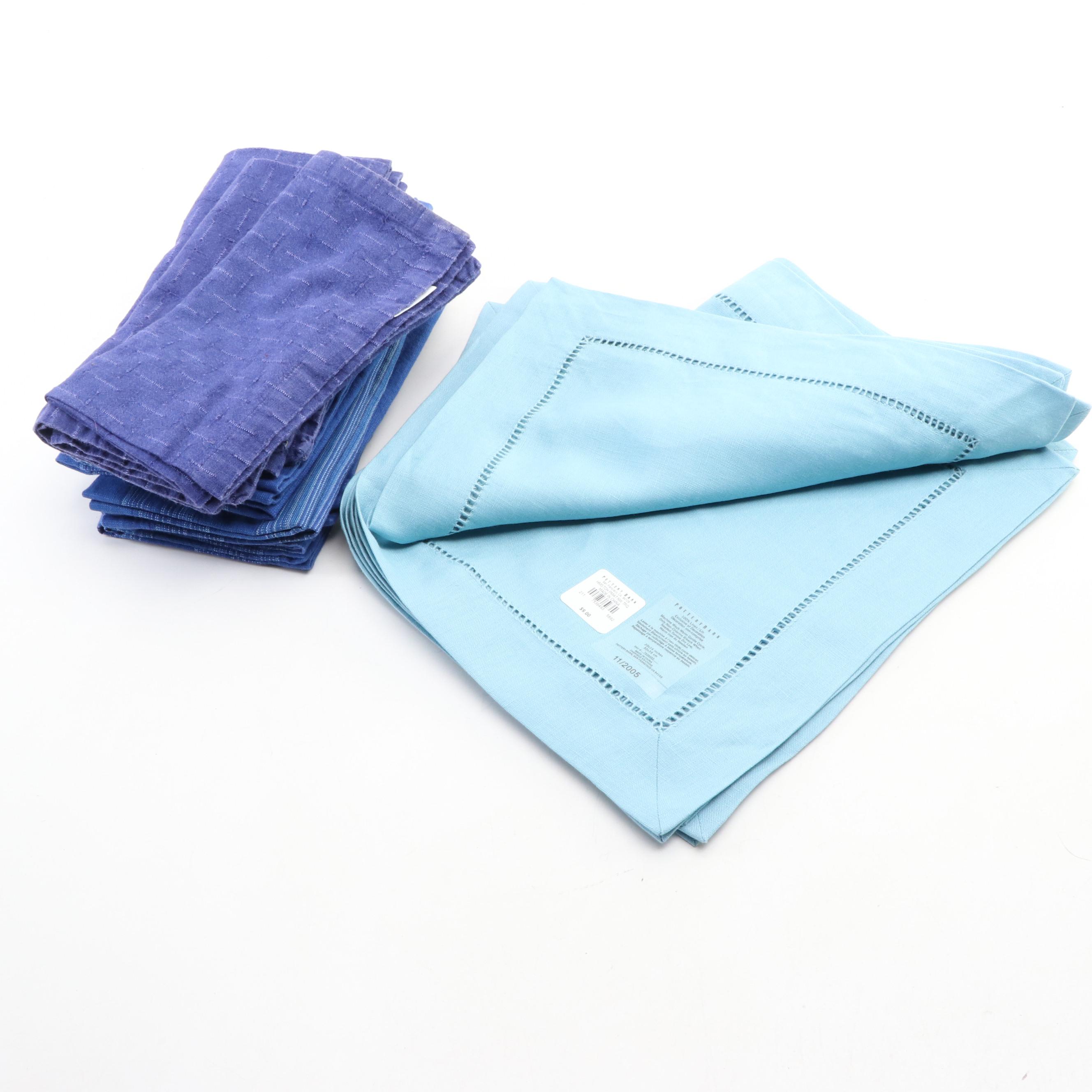 Pottery Barn and Crate & Barrel Napkins and Placemats in Shades of Blue