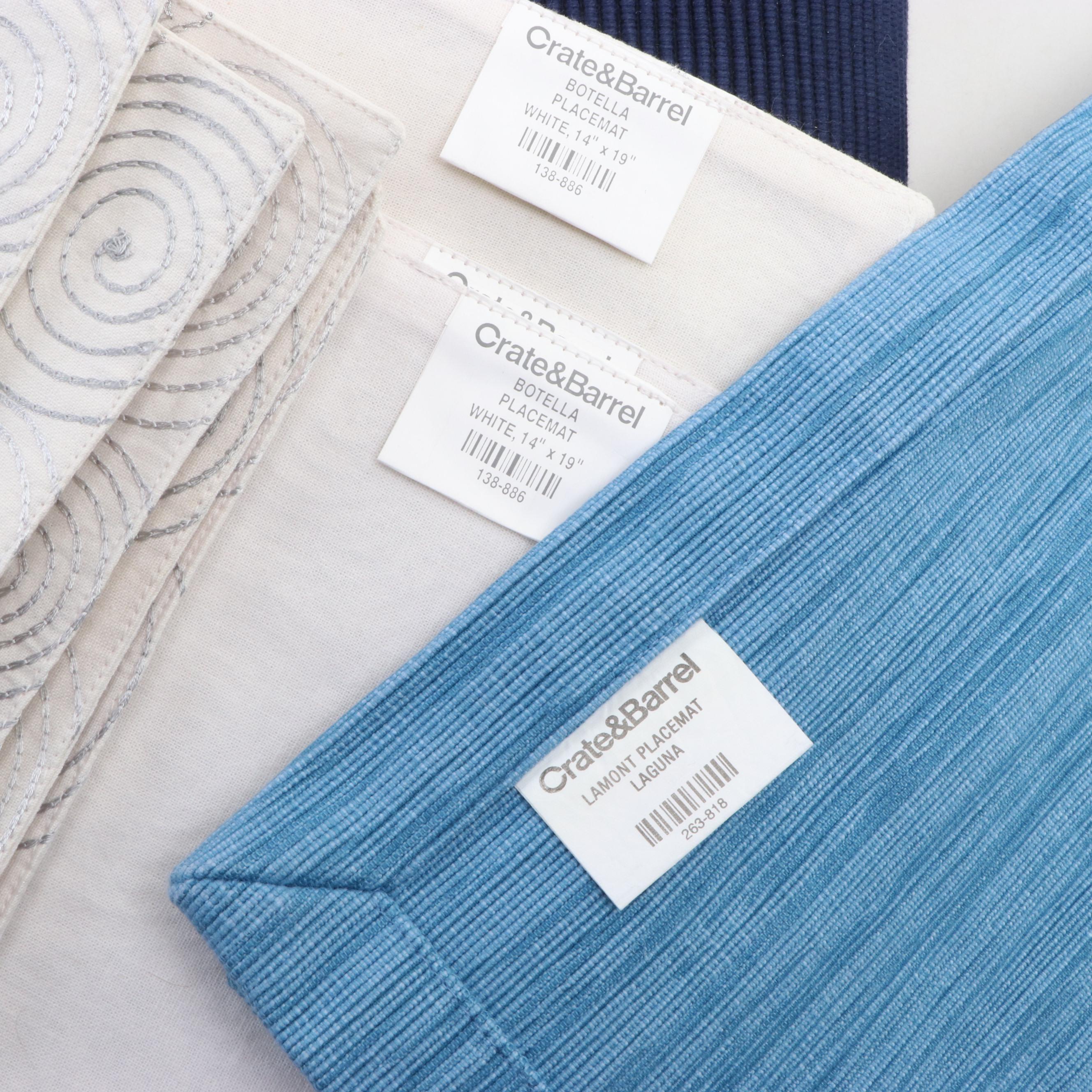 Pottery Barn and Crate & Barrel Napkins and Placemats in Shades of Blue