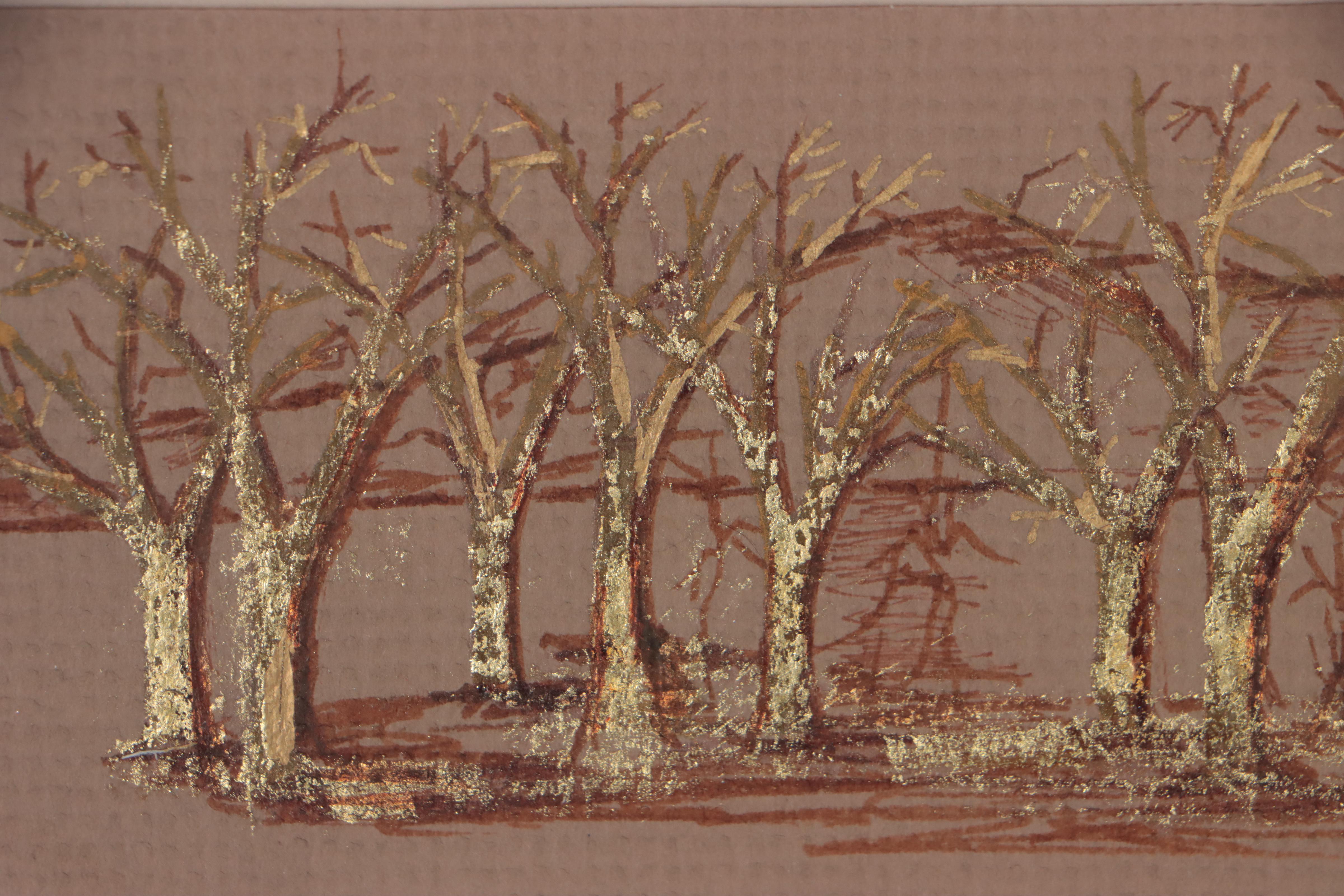 Joan Miley Mixed Media Drawing of Trees
