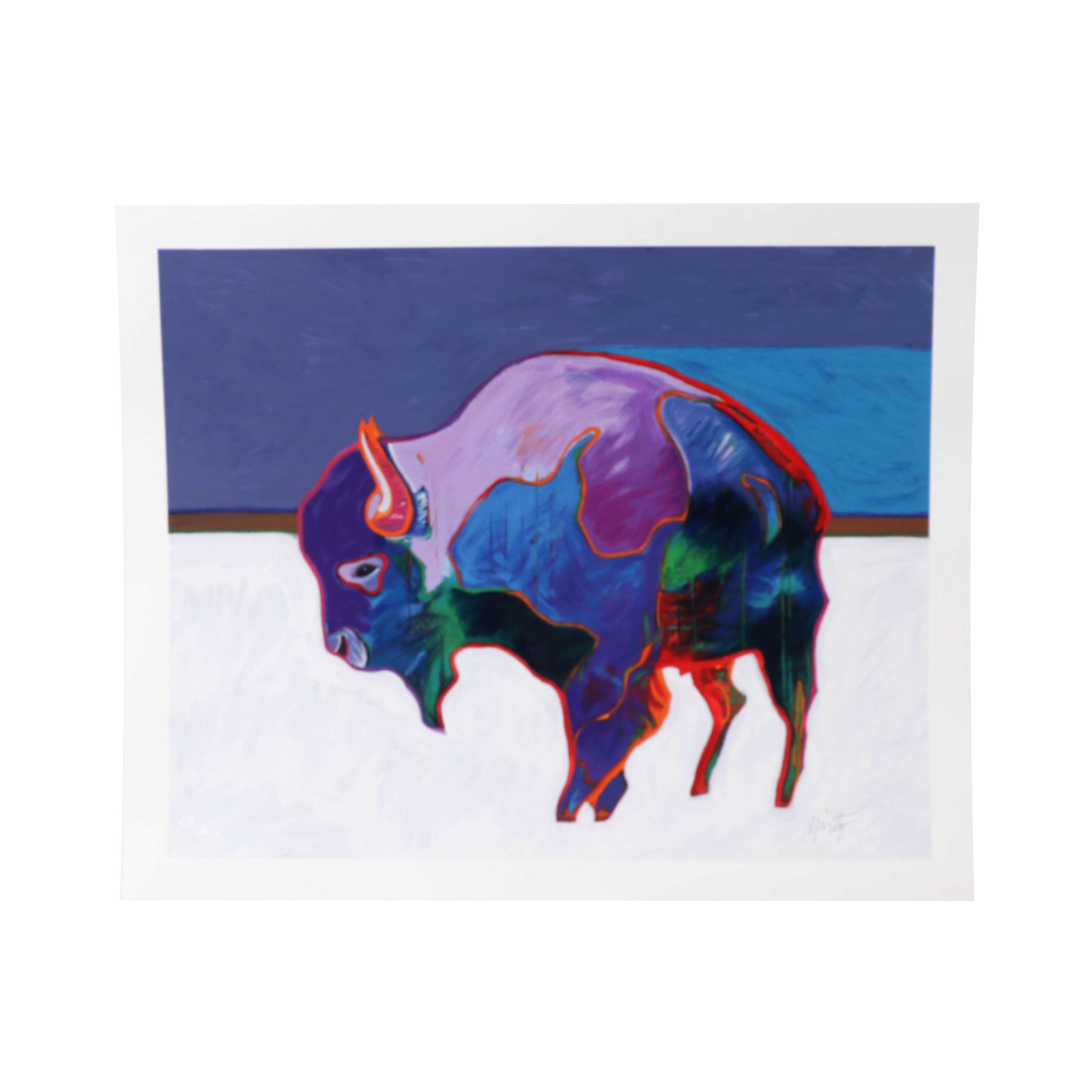 John Nieto Serigraph "Taos Buffalo," 1996