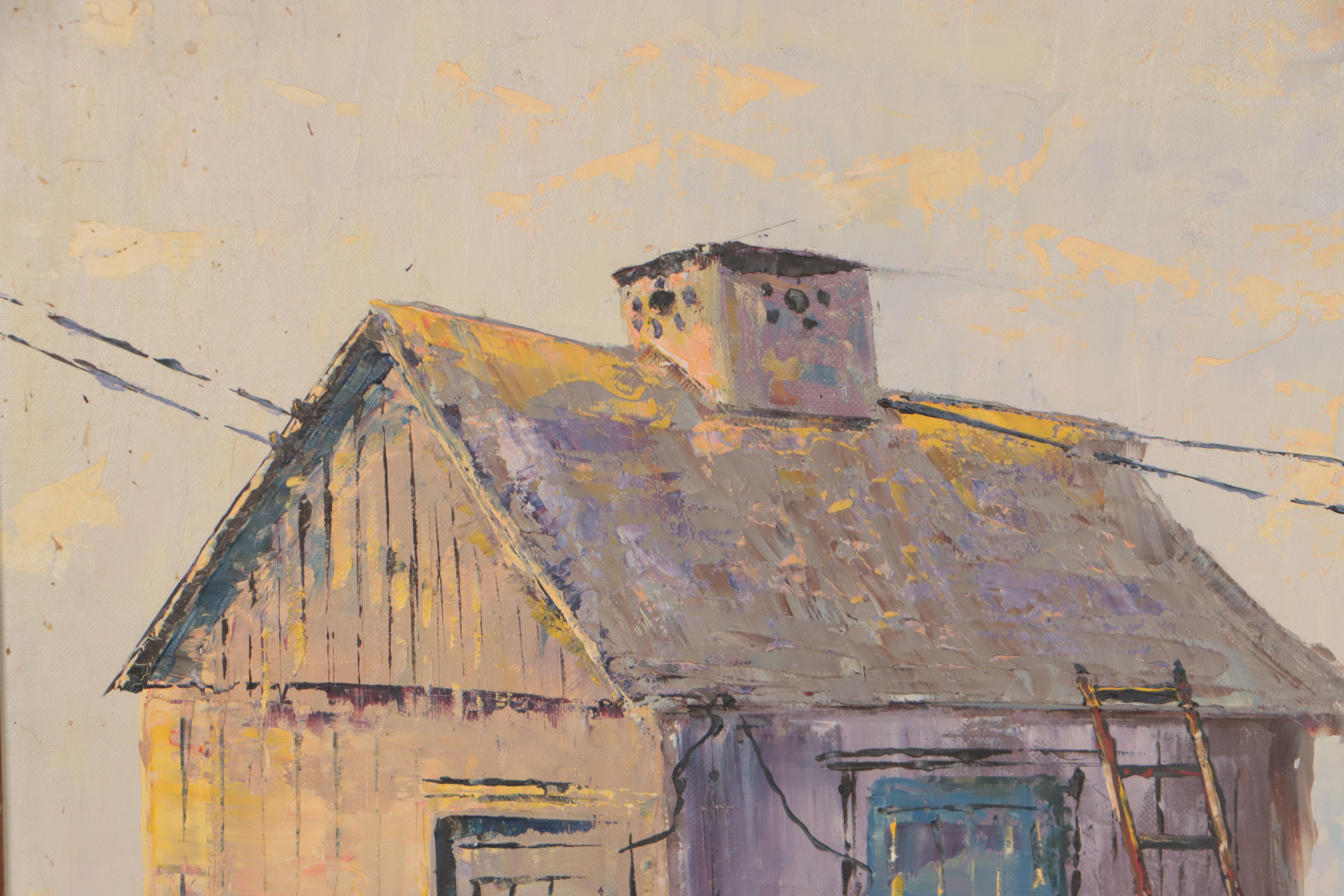 Forry Bast Oil Painting of Sheds