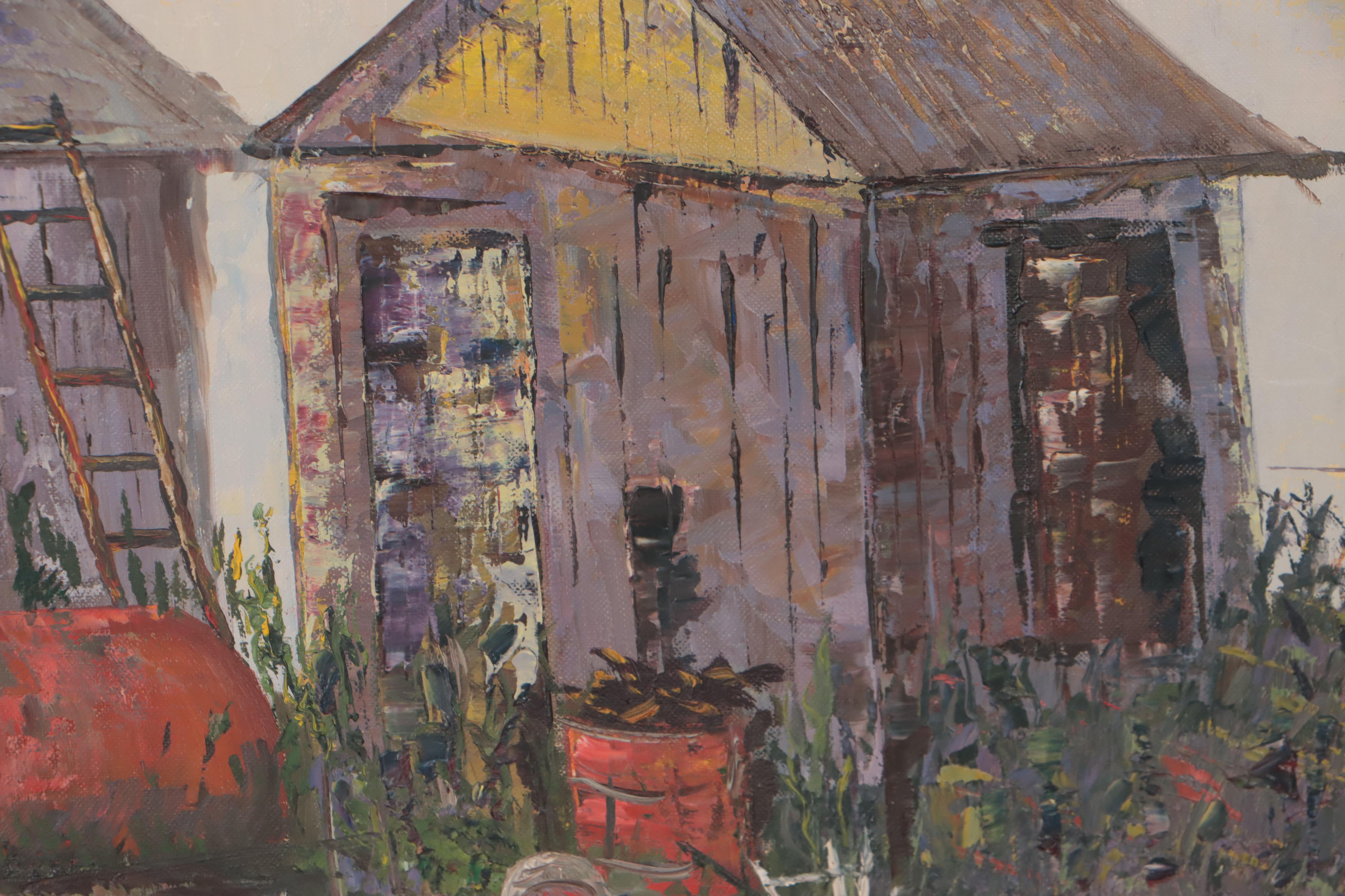 Forry Bast Oil Painting of Sheds