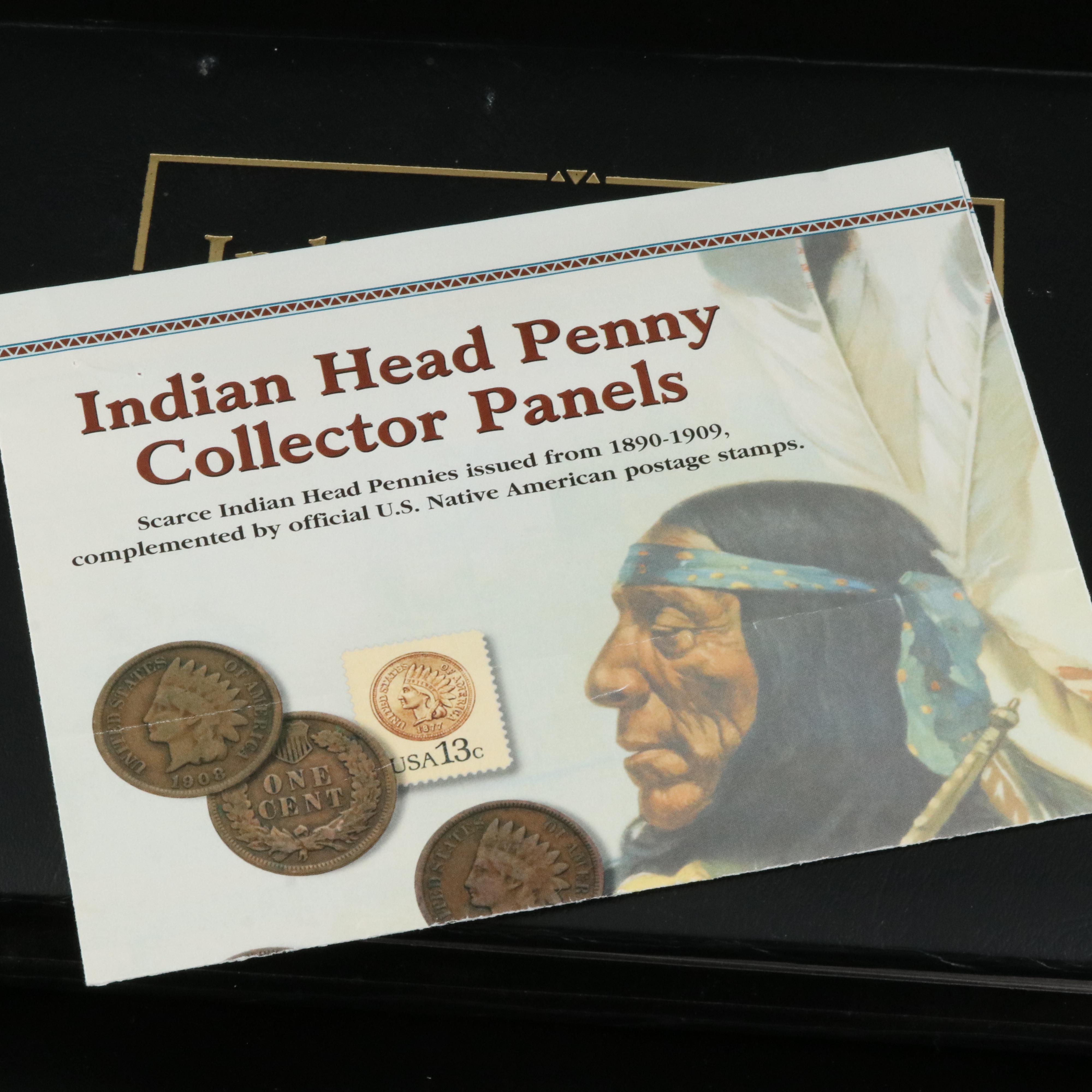 Collection of Thirty Indian Cents 1880-1909 with U.S. Native American Stamps