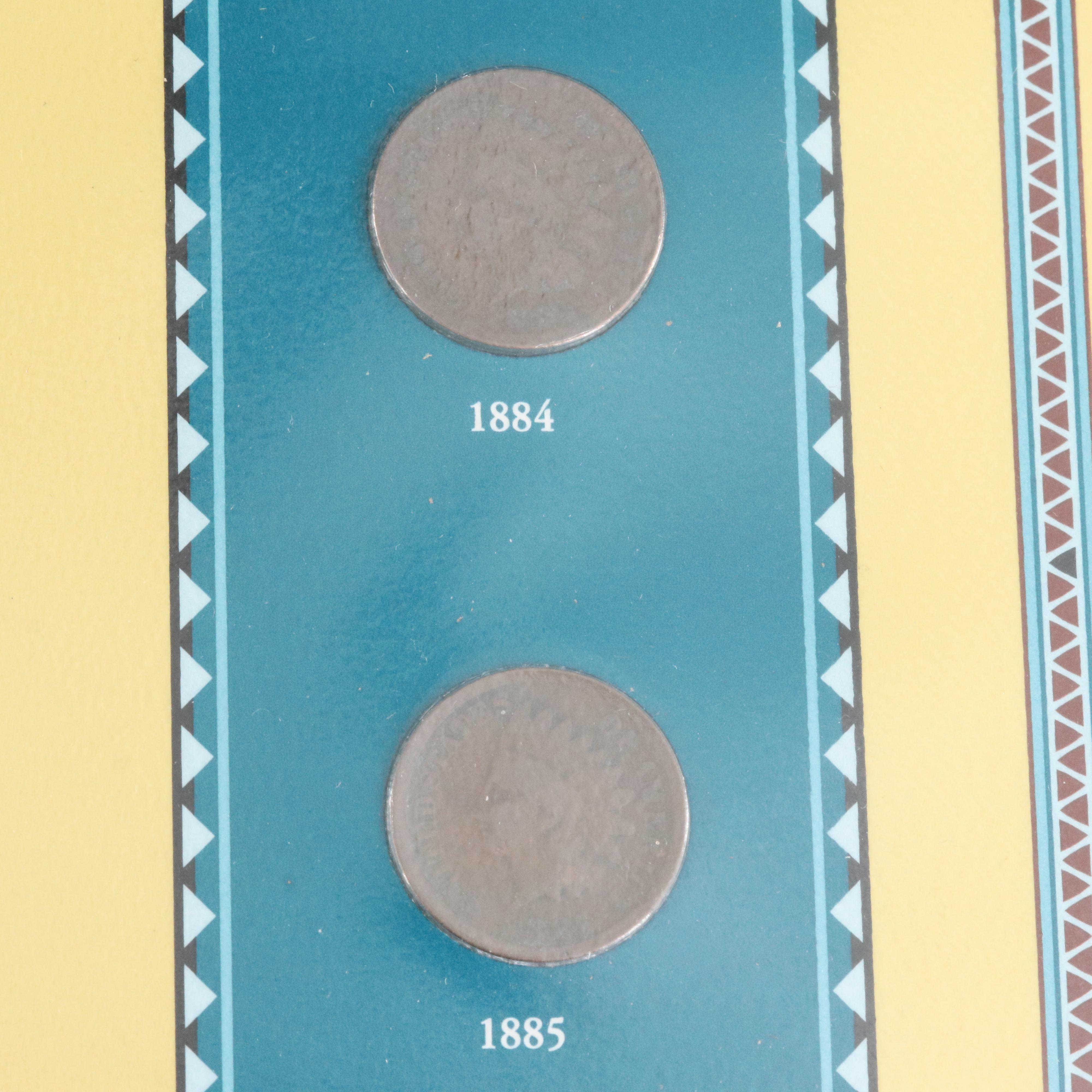 Collection of Thirty Indian Cents 1880-1909 with U.S. Native American Stamps