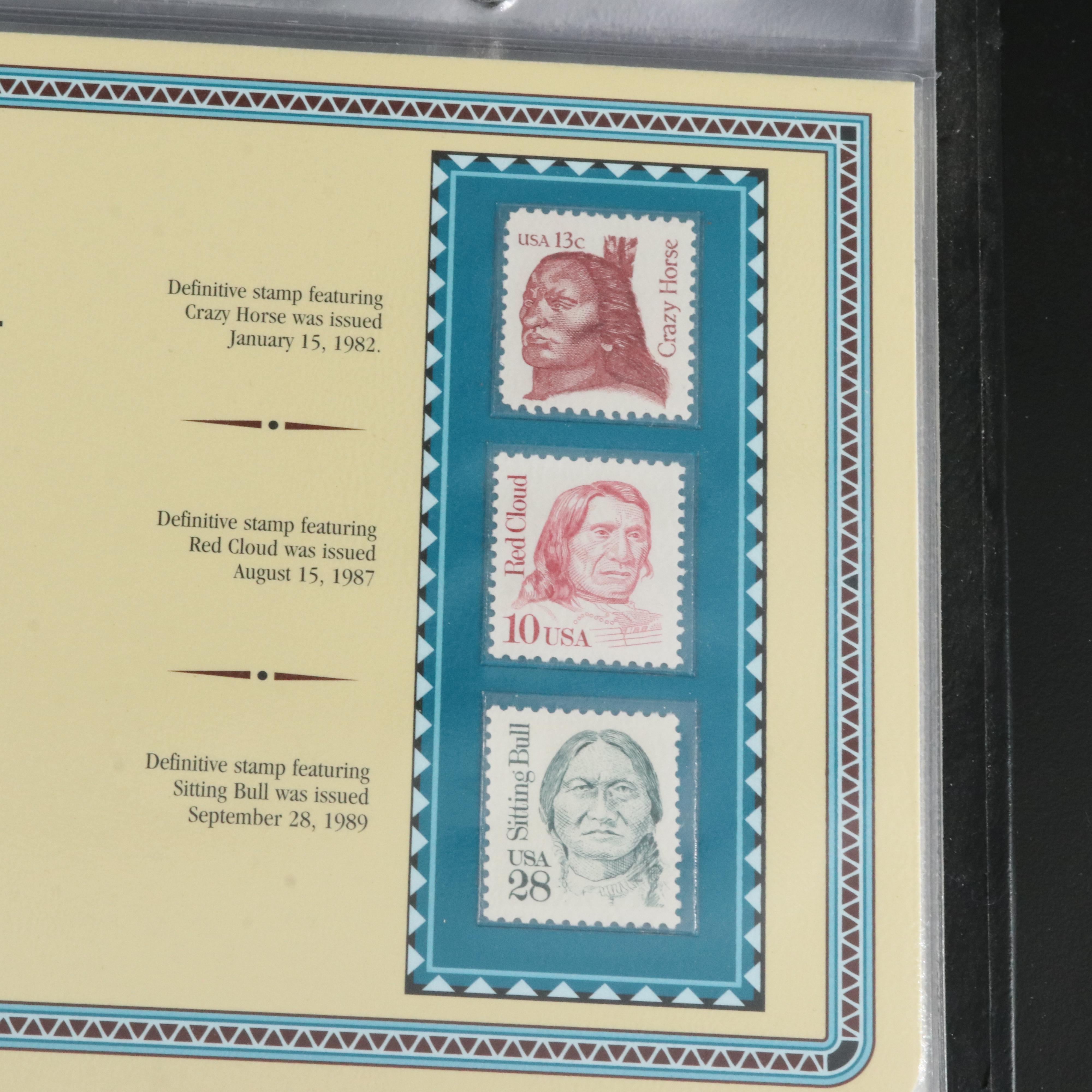 Collection of Thirty Indian Cents 1880-1909 with U.S. Native American Stamps